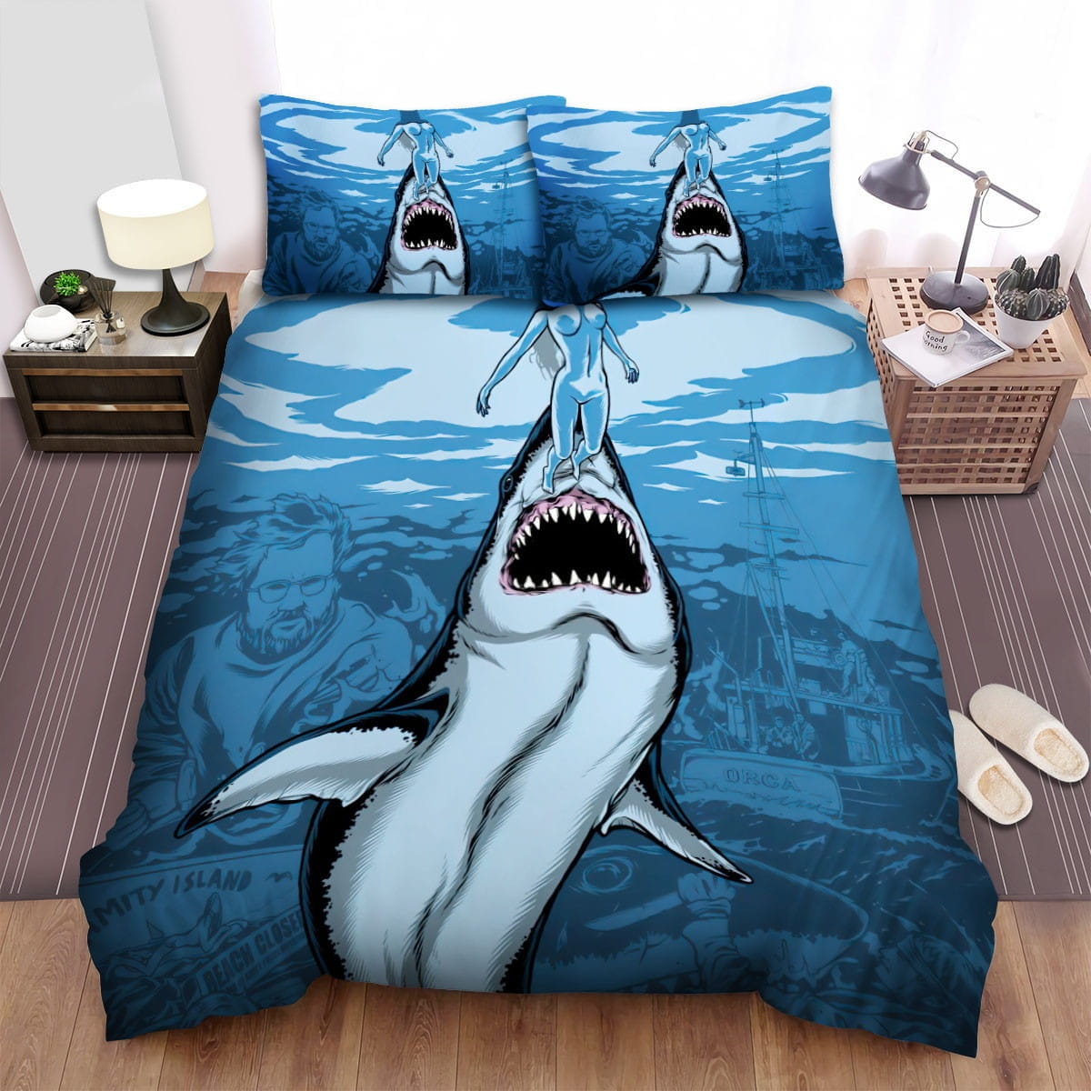 Jaws Movie Poster Art 1 Decorative Bedding Sets with Duvet Cover, Flatsheet, Pillowcases