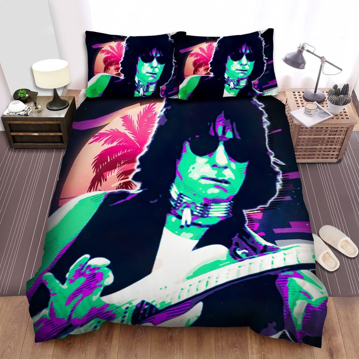 Jeff Beck Retro Art Bedding Sets Duvet Cover, Flatsheet, Pillowcases Perfect Gift For Fans