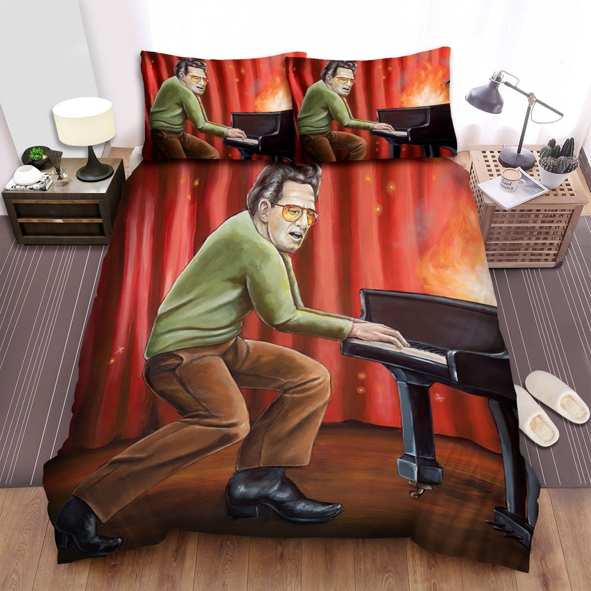 Jerry Lee Lewis Picture Bedding Sets, Flatsheet Gift For Christmas, Thanksgiving, Halloween
