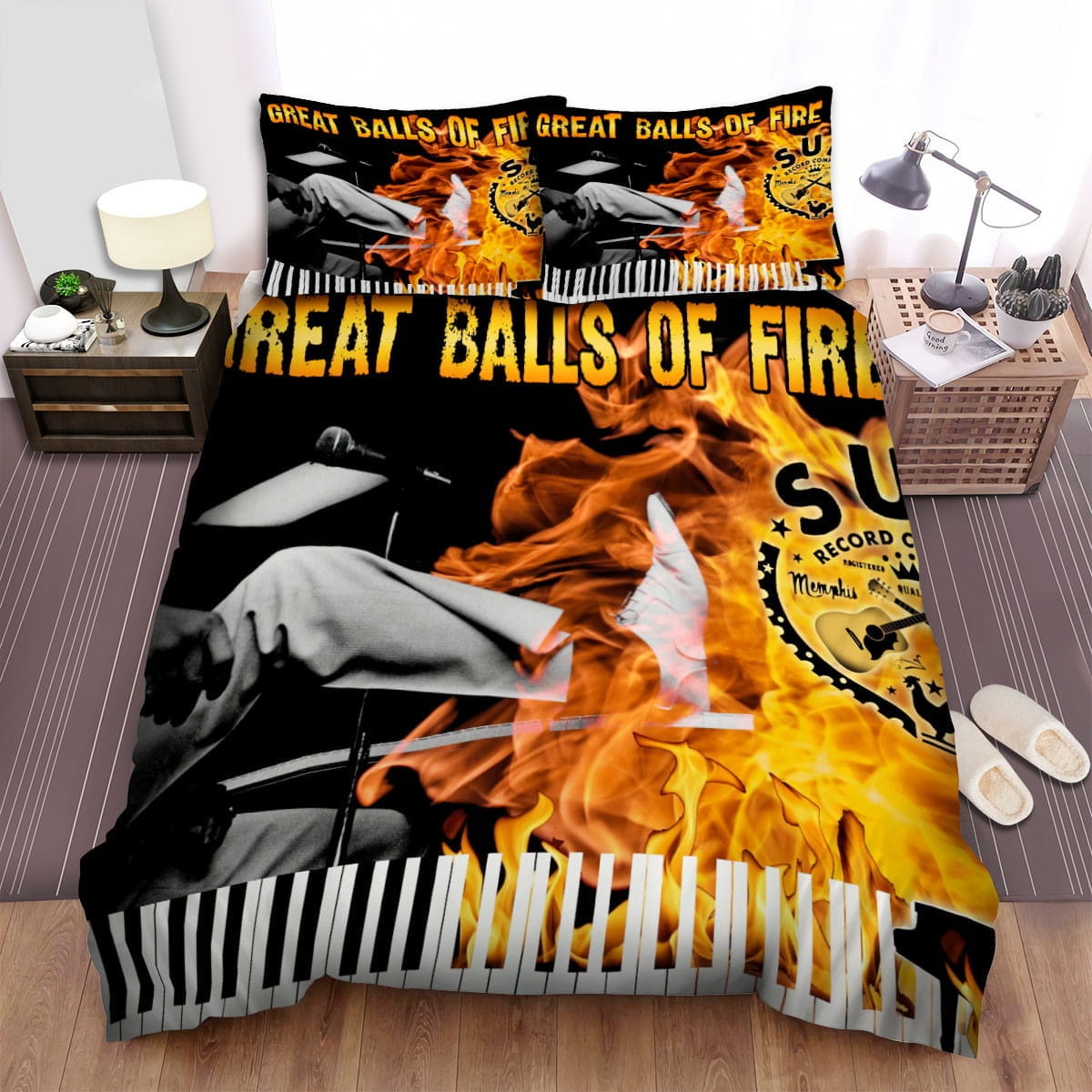 Jerry Lee Lewis Fire Bedding Set, Gift For Christmas, Birthday, Thanksgiving