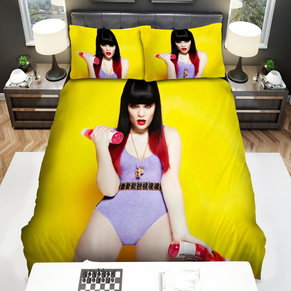 Jessie J Yellow Background Bedding Sets, Flatsheet Gift For Wife, Husband, Besties