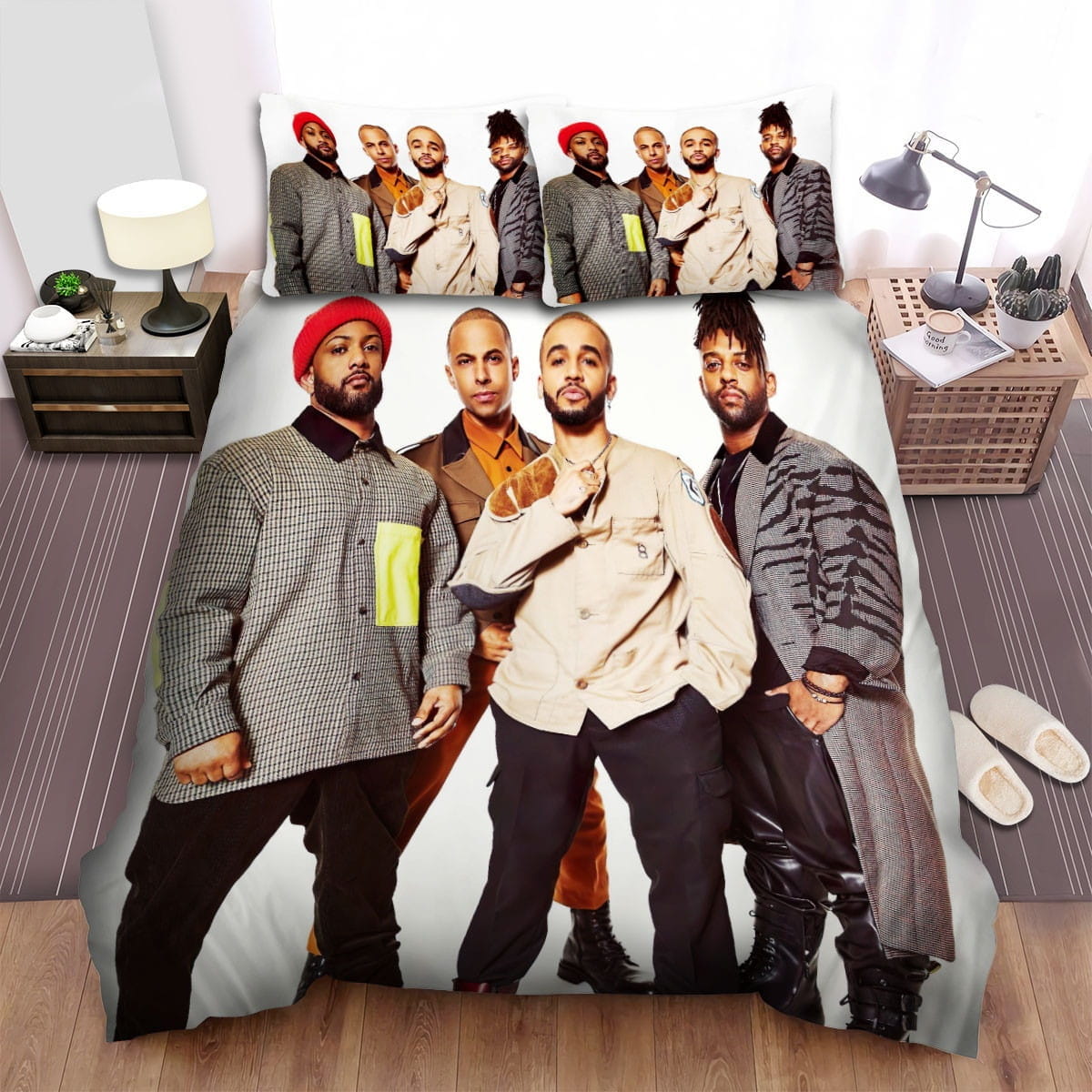 Jls Band Colorful Shirt Bedding Sets, Flatsheet Gift For Christmas, Thanksgiving, Halloween