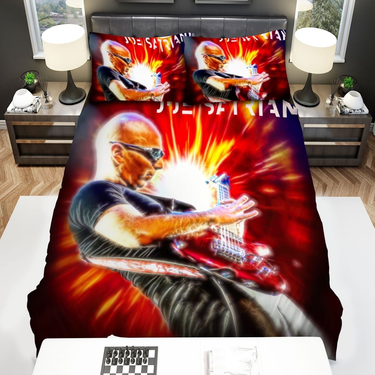 Joe Satriani Red Decorative Bedding Sets with Duvet Cover, Flatsheet, Pillowcases