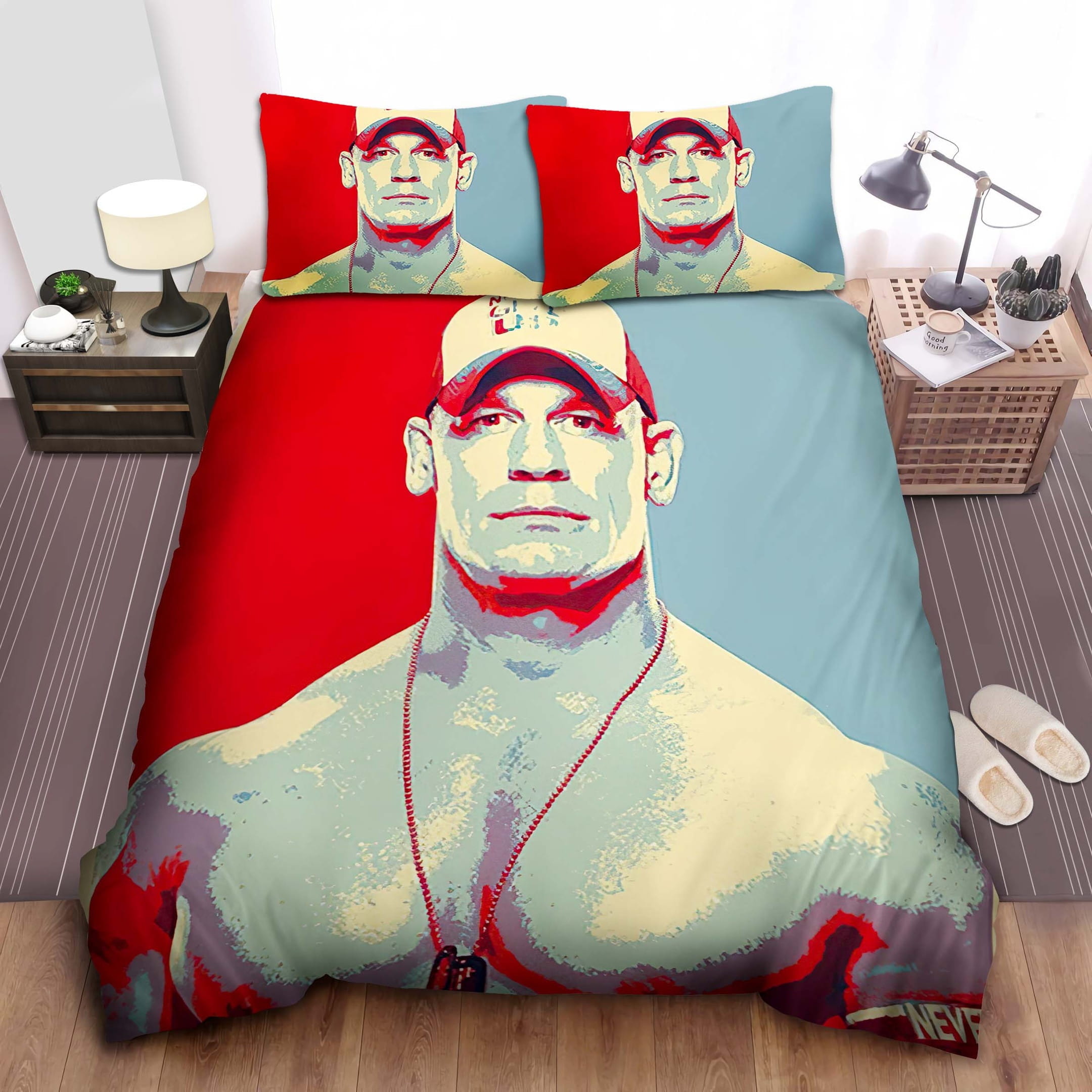 John Cena Vintage Vibe Art Bedding Sets, Flatsheet Gift For Wife, Husband, Besties