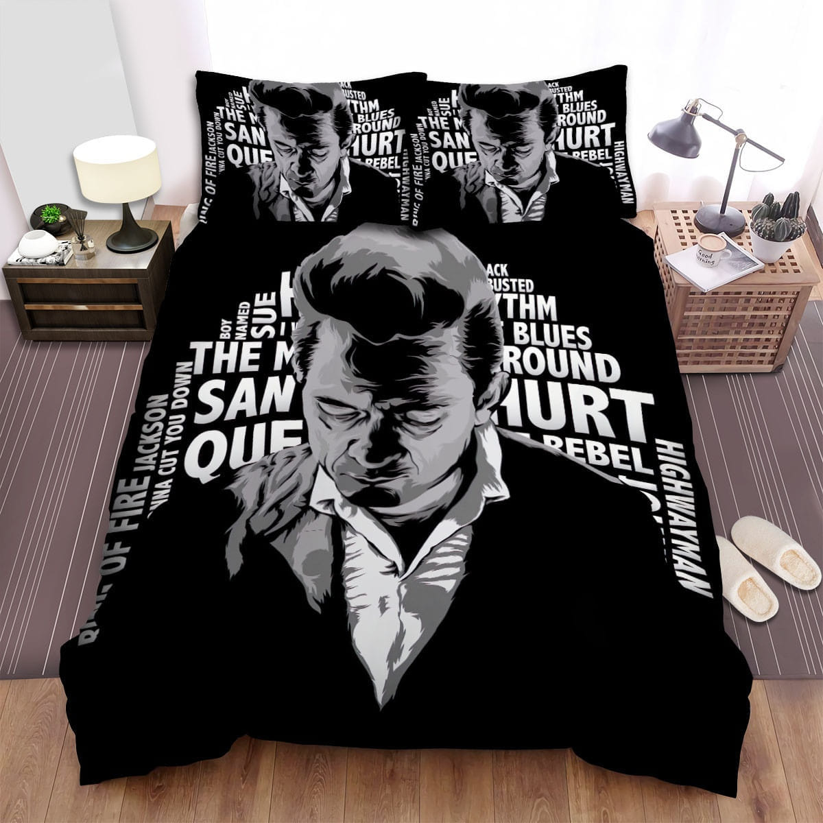 Johnny Cash Art Bedding Sets Duvet Cover, Flatsheet, Pillowcase For Your Lover