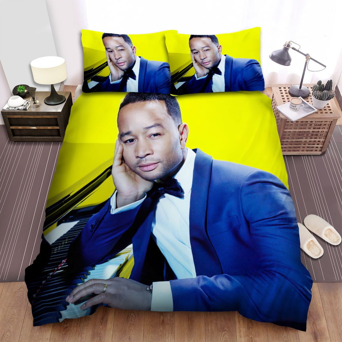 John Legend With Piano Bedding Sets, Flatsheet Gift For Christmas, Thanksgiving, Halloween