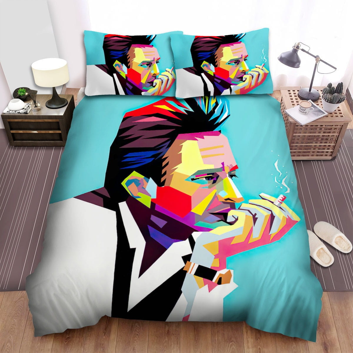 Johnny Cash Retro Art Bedding Set, Gift For Christmas, Birthday, Thanksgiving