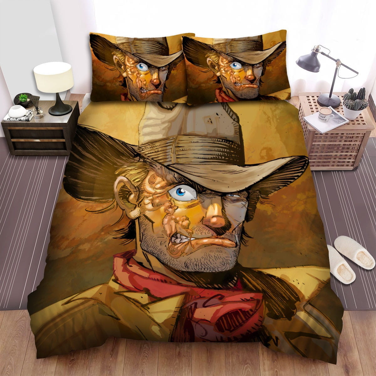 Jonah Hex Paint Art Bedding Sets, Flatsheet Gift For Christmas, Thanksgiving, Halloween