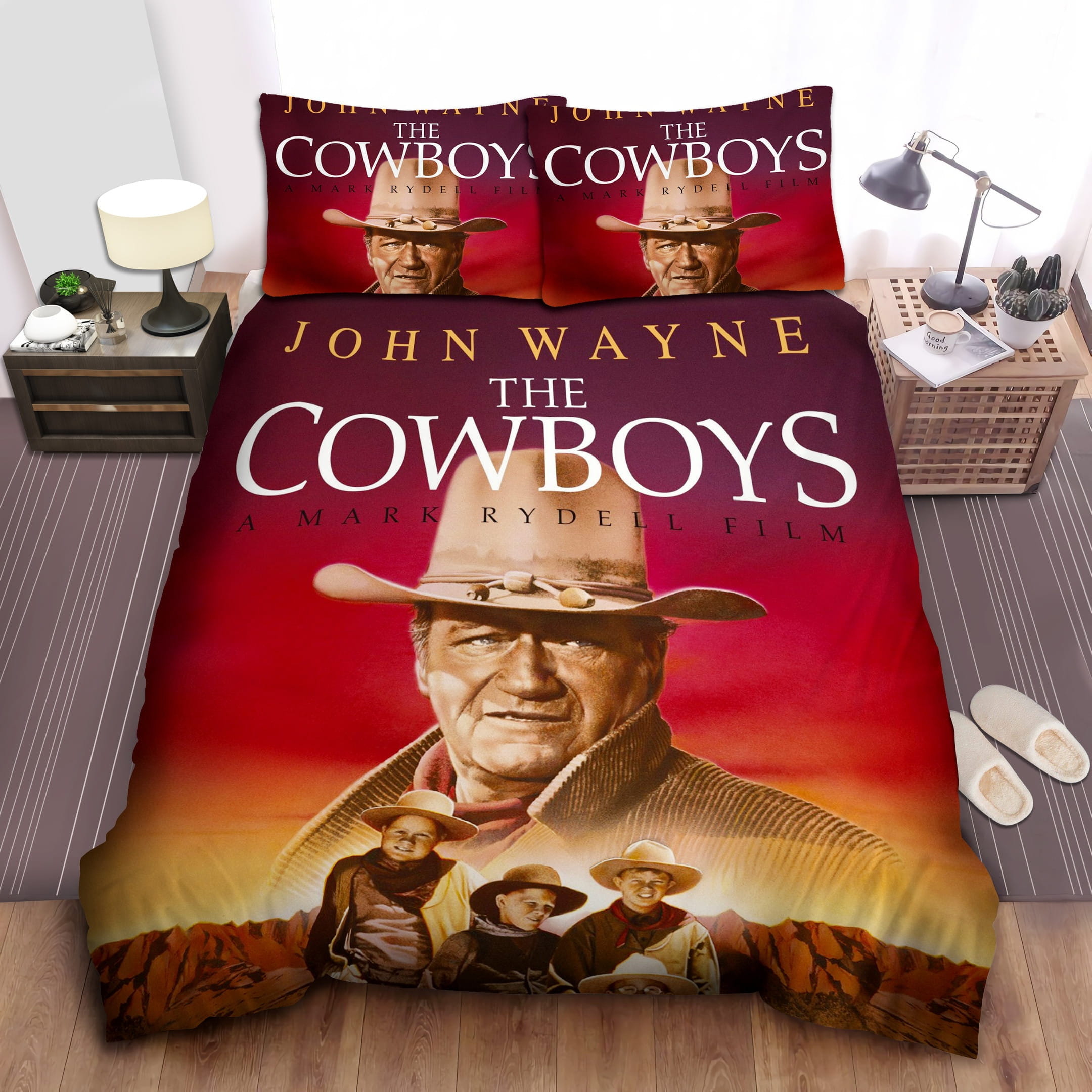 John Wayne And Kids Decorative Bedding Sets with Duvet Cover, Flatsheet, Pillowcases