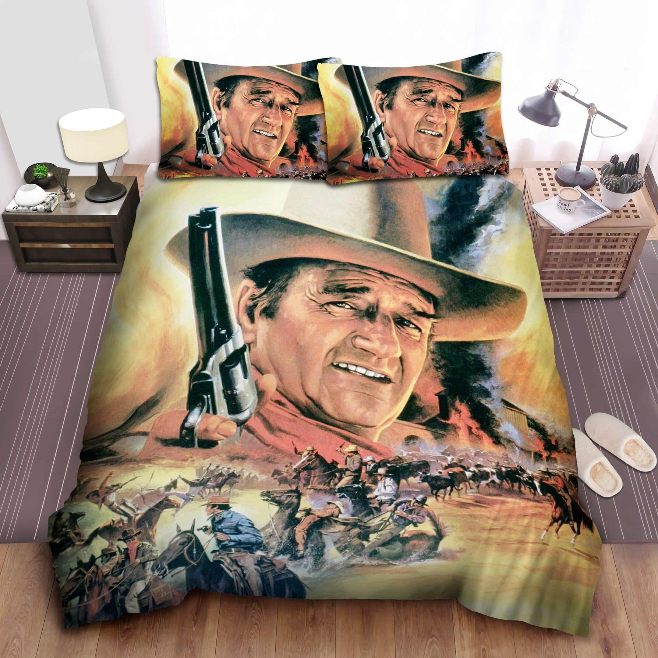 John Wayne Western Art Bedding Sets, Flatsheet Gift For Wife, Husband, Besties