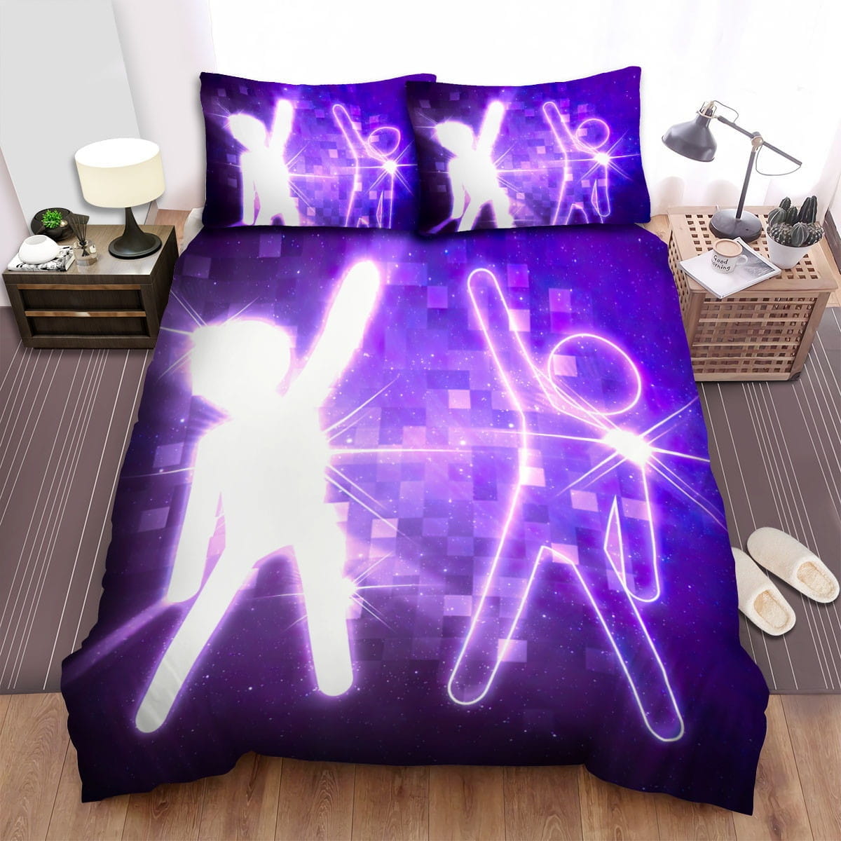 Just Dance Stickmen Art Bedding Sets, Flatsheet Gift For Wife, Husband, Besties