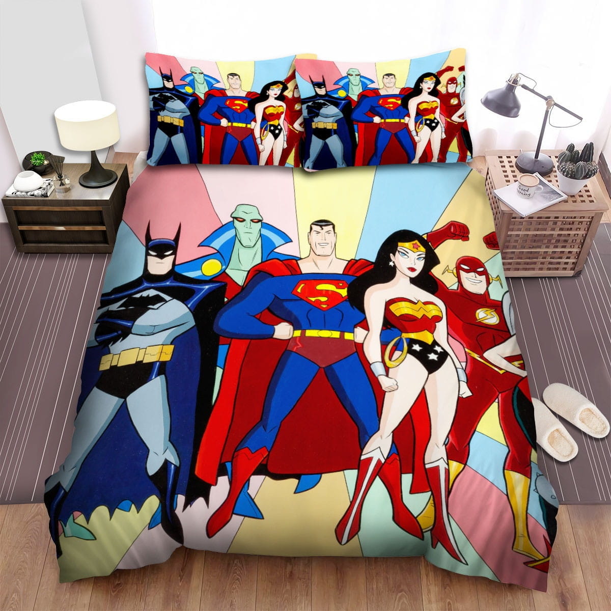 Justice League Fanart Bedding Sets, Flatsheet Gift For Christmas, Thanksgiving, Halloween