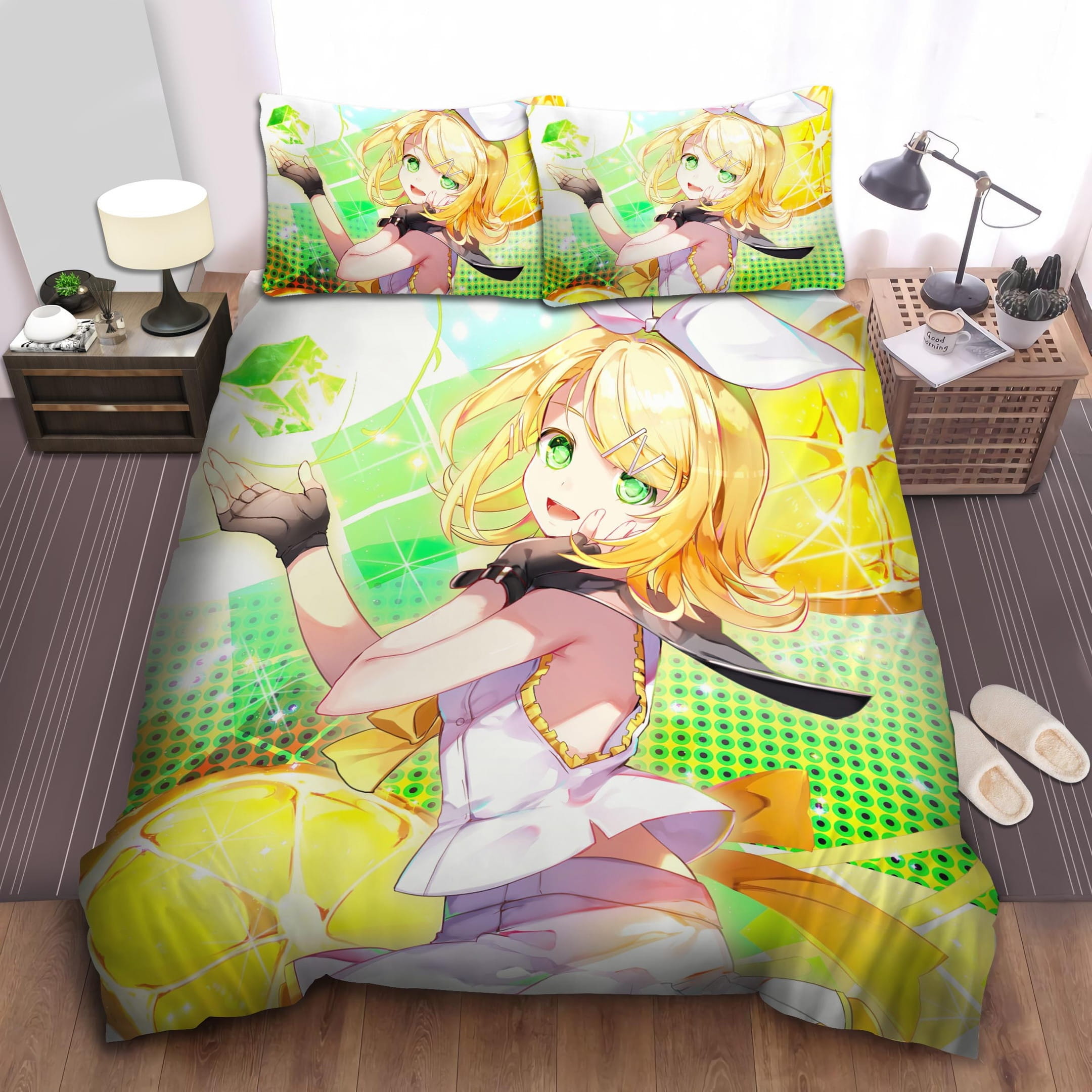 Kagamine Rin & Lemons Decorative Bedding Sets with Duvet Cover, Flatsheet, Pillowcases