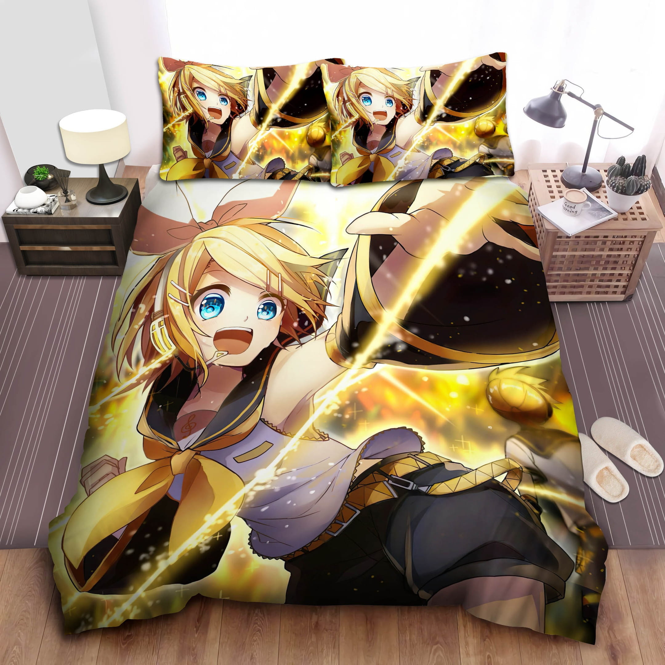 Kagamine Rin On Stage Bedding Sets Duvet Cover, Flatsheet, Pillowcases Perfect Gift For Fans
