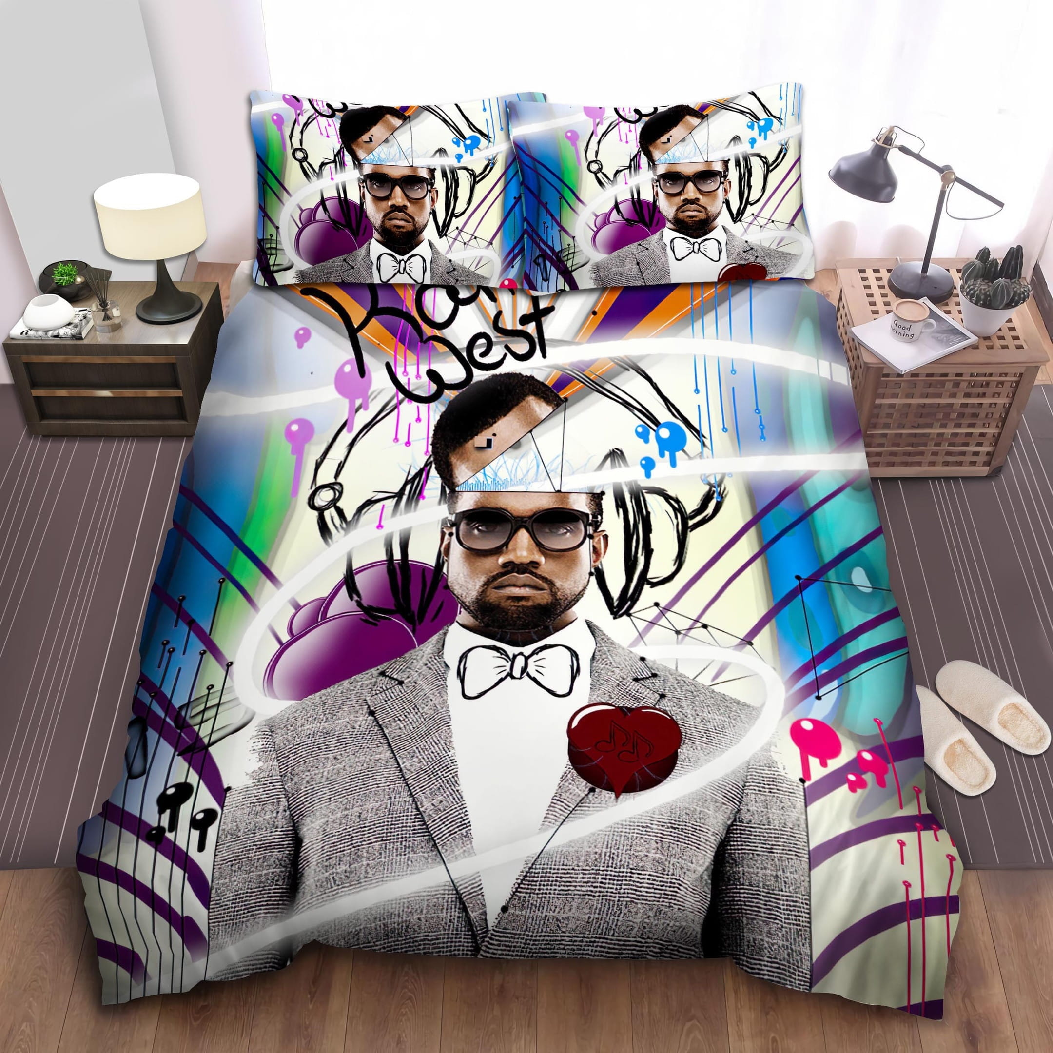Kanye West Graffiti Art Bedding Sets, Flatsheet Gift For Wife, Husband, Besties