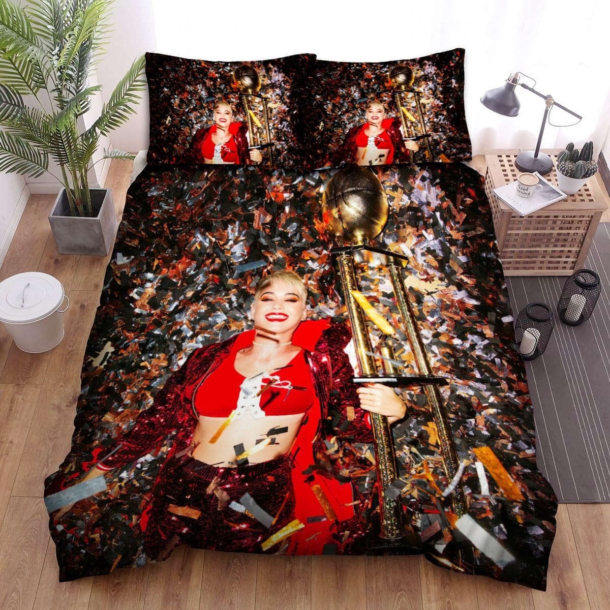 Katy Perry Red Outfit Bedding Sets, Flatsheet Gift For Wife, Husband, Besties
