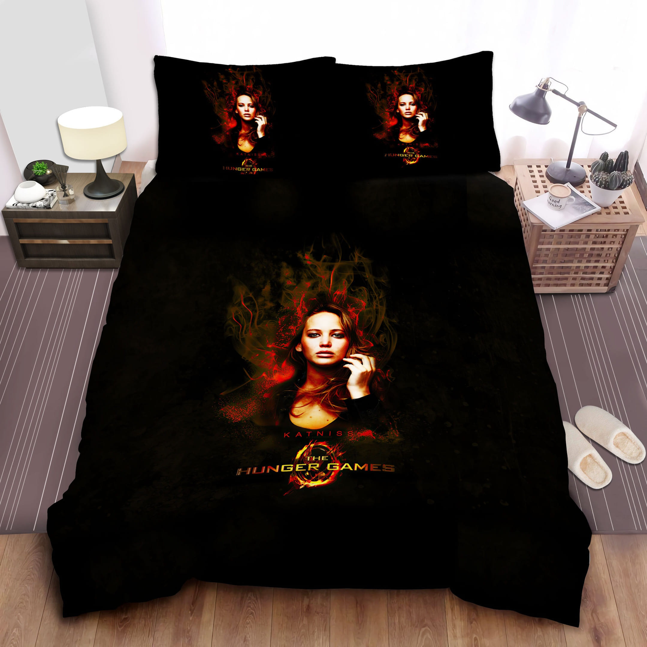 Katniss Burning Hairs Bedding Set, Gift For Christmas, Birthday, Thanksgiving