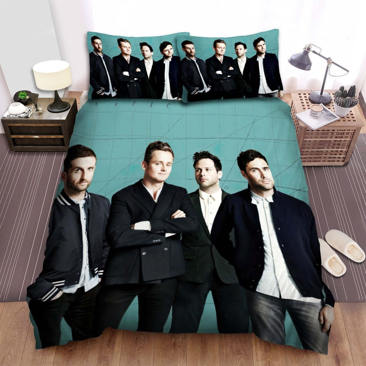 Keane Band Posing Decorative Bedding Sets with Duvet Cover, Flatsheet, Pillowcases