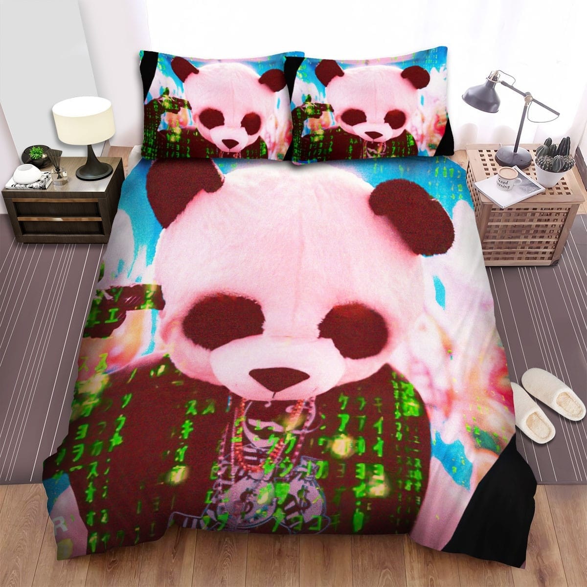 Kill The Noise Panda Bedding Sets, Flatsheet Gift For Christmas, Thanksgiving, Halloween