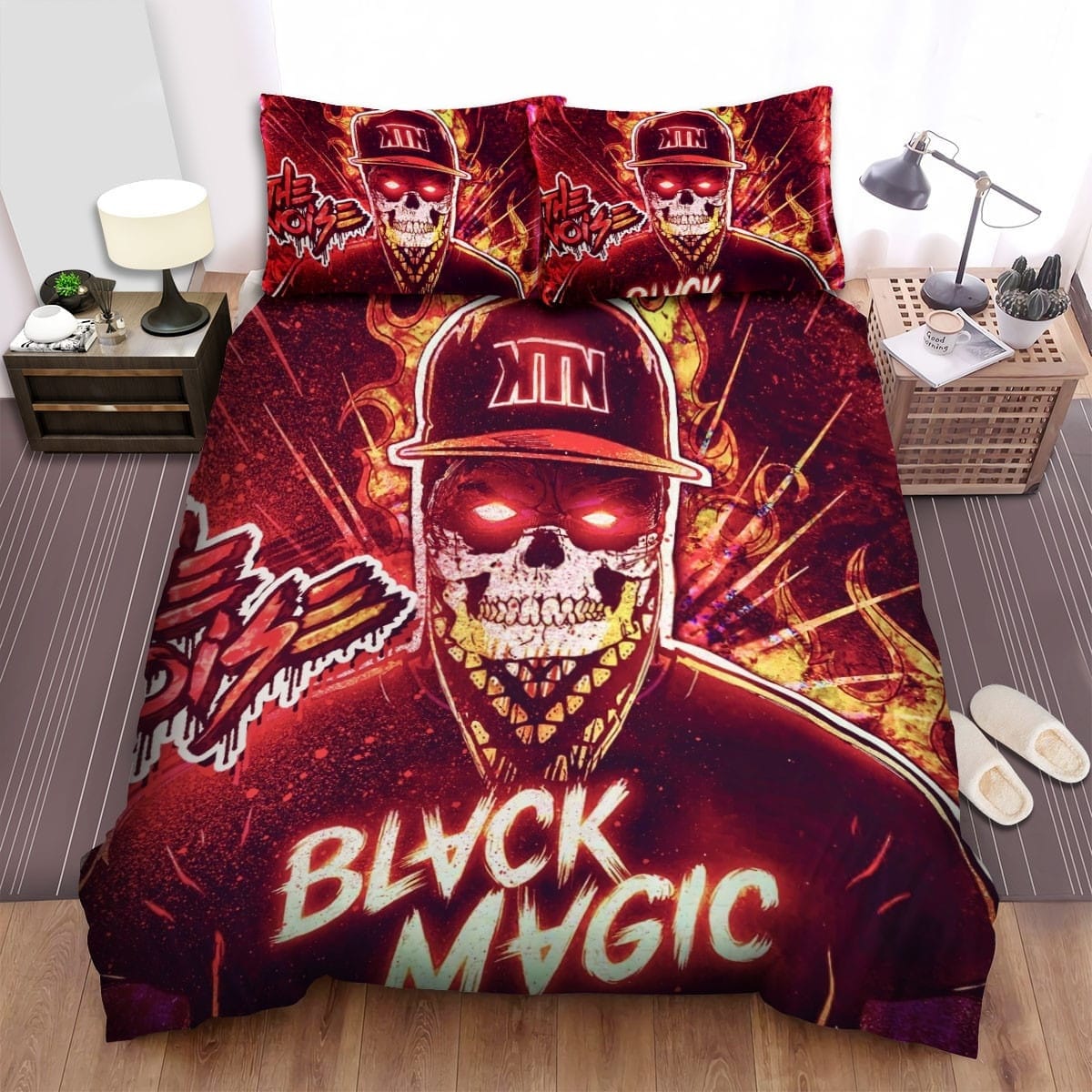 Kill The Noise Skull Fire Bedding Sets, Flatsheet Gift For Christmas, Thanksgiving, Halloween