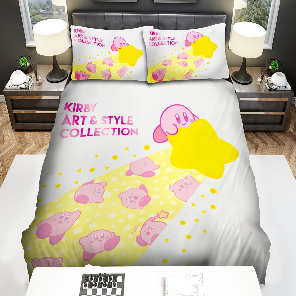 Kirby Star Pattern Bedding Sets, Flatsheet Gift For Christmas, Thanksgiving, Halloween