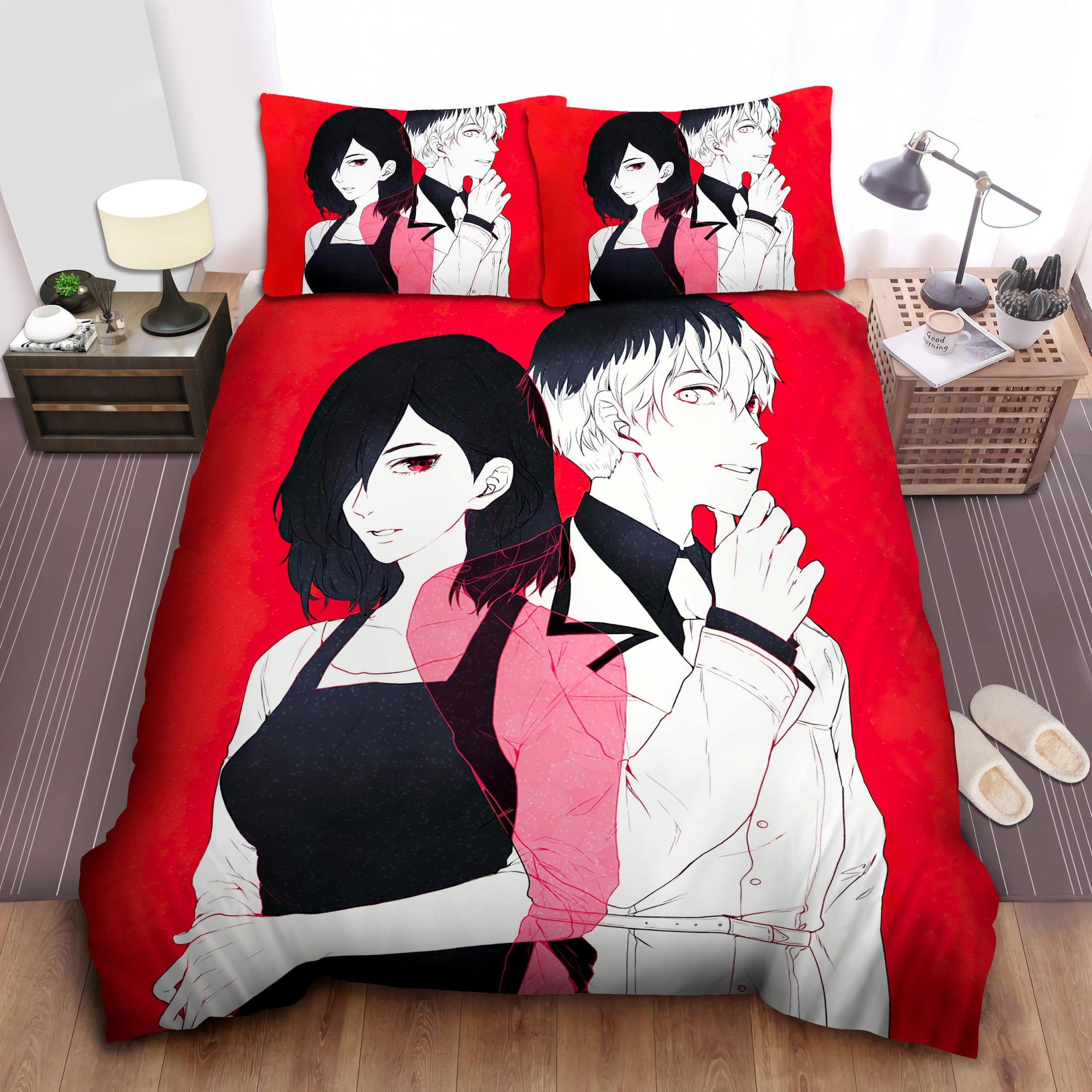 Kirishima Touka And Ken Decorative Bedding Sets with Duvet Cover, Flatsheet, Pillowcases