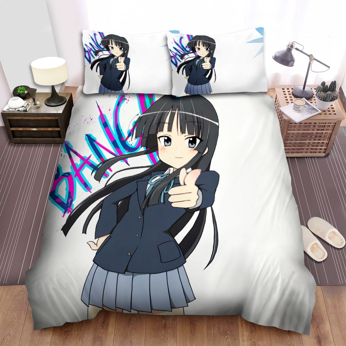 K-On Bang Bang Mio Art Bedding Sets, Flatsheet Gift For Christmas, Thanksgiving, Halloween
