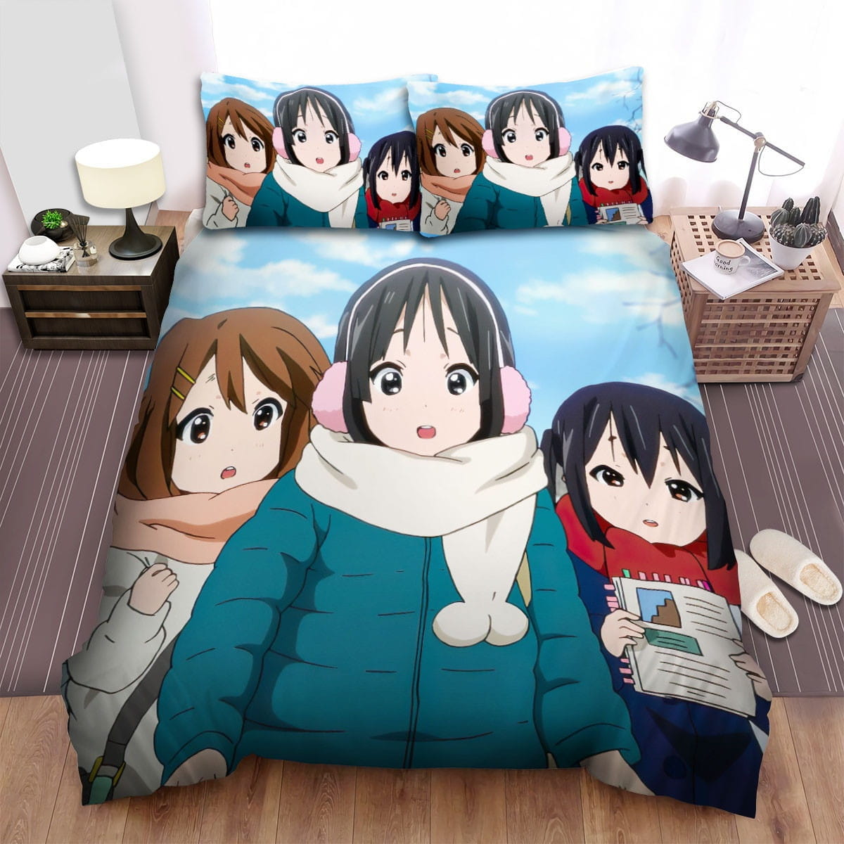 K-On Hiding Behind Mio Bedding Sets, Flatsheet Gift For Wife, Husband, Besties