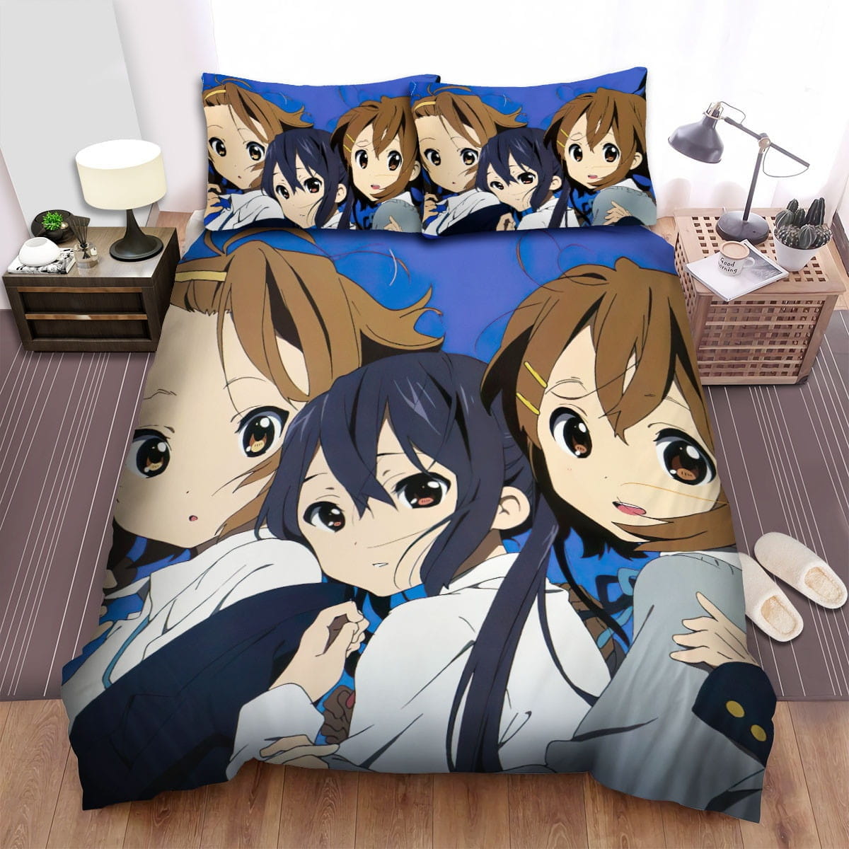 K-On Hugging Others Bedding Sets, Flatsheet Gift For Christmas, Thanksgiving, Halloween
