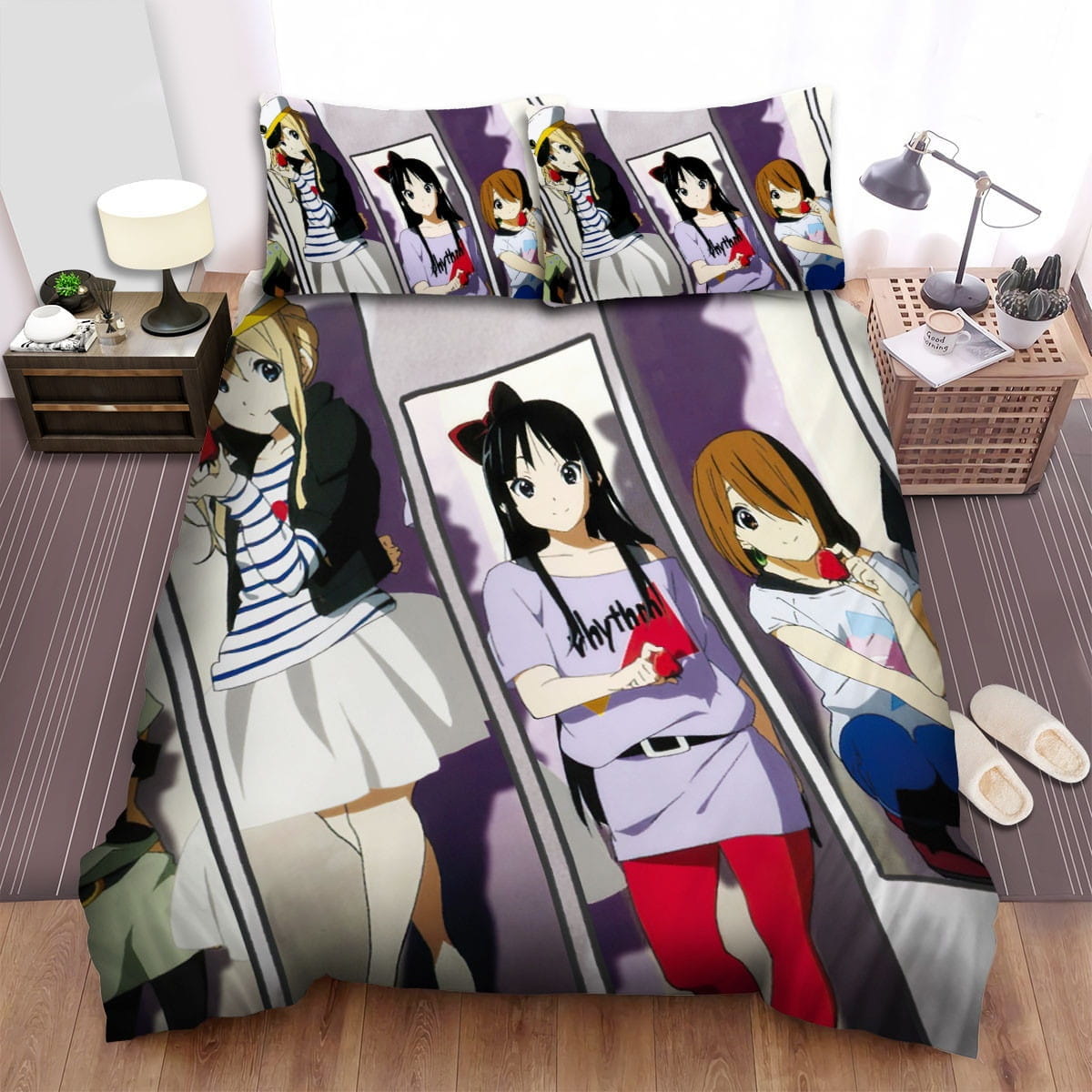 K-On Mio In The Middle Decorative Bedding Sets with Duvet Cover, Flatsheet, Pillowcases