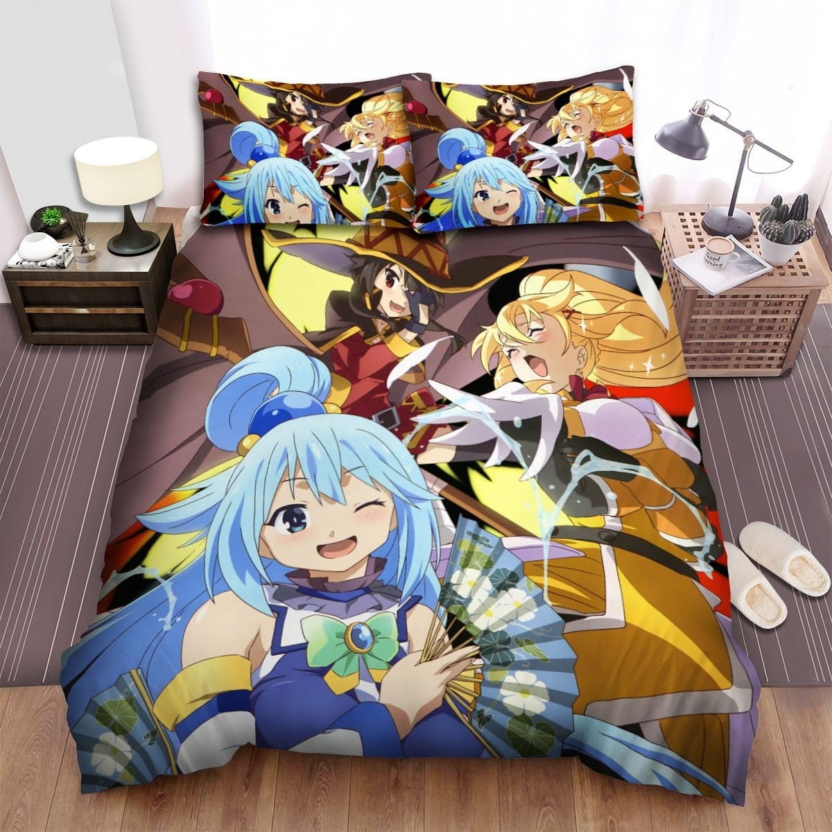 Konosuba Female Characters Bedding Sets, Flatsheet Gift For Wife, Husband, Besties
