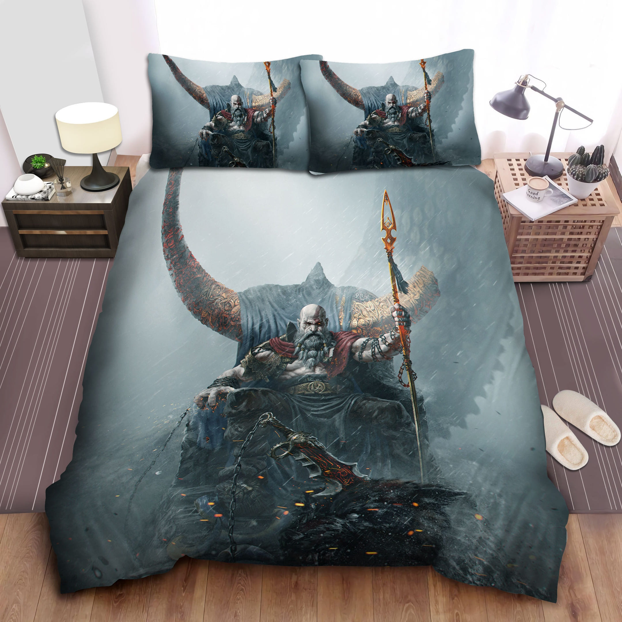 Kratos On New Throne Bedding Sets Duvet Cover, Flatsheet, Pillowcase For Your Lover