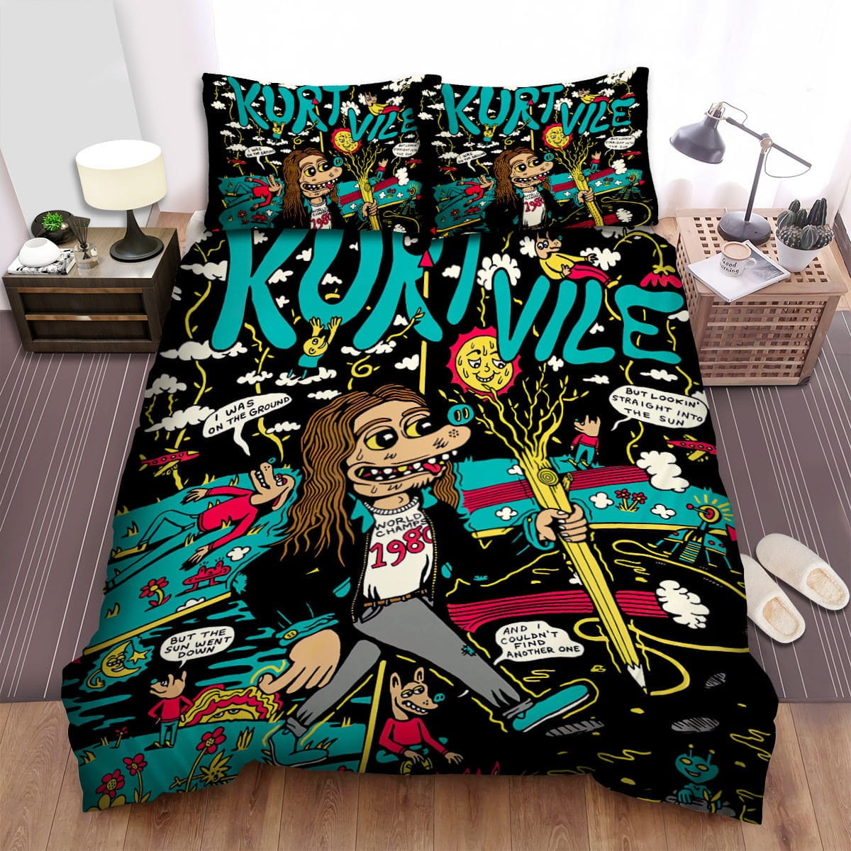 Kurt Vile Graphic Art Decorative Bedding Sets with Duvet Cover, Flatsheet, Pillowcases