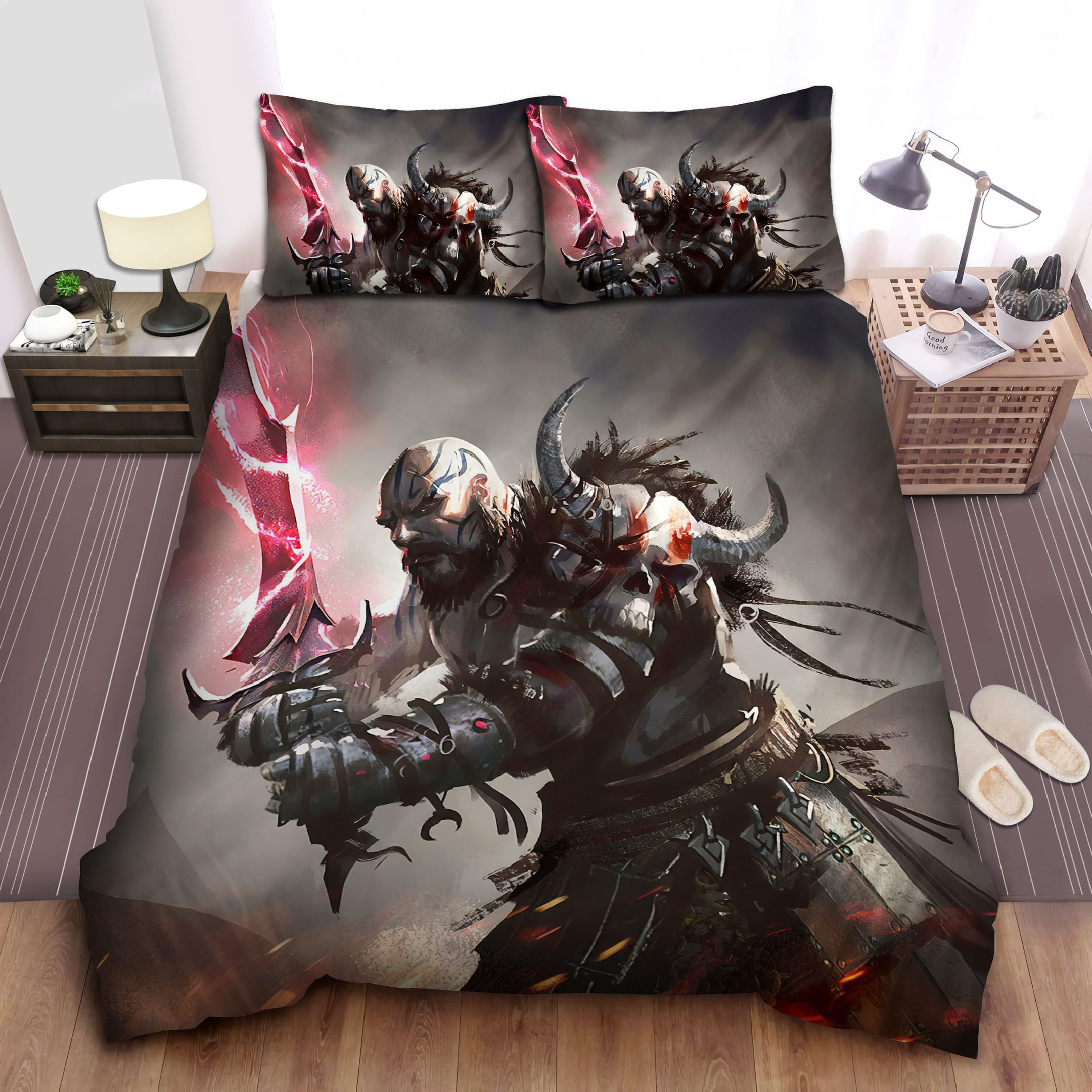 Kratos Using Long Sword Bedding Sets, Flatsheet Gift For Wife, Husband, Besties