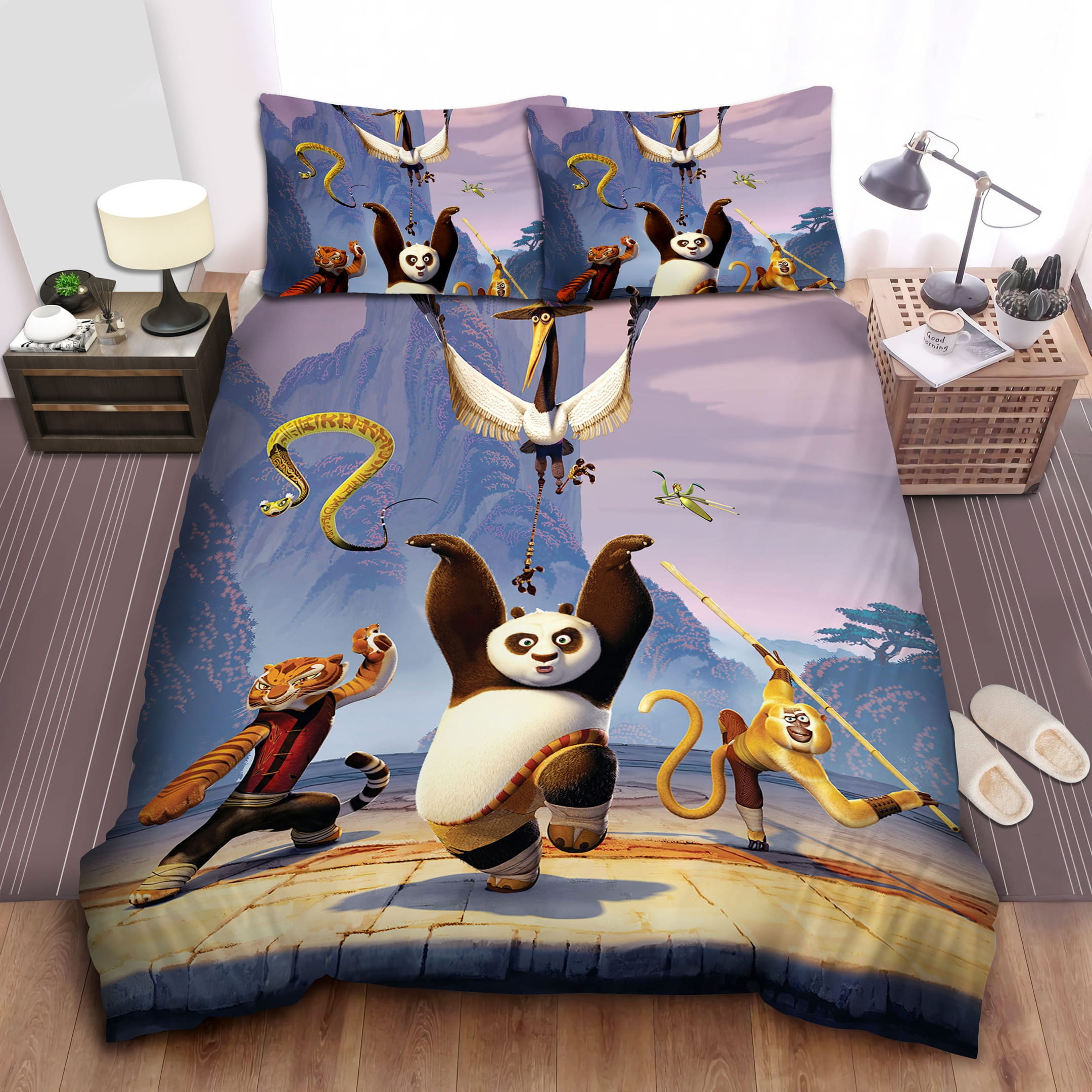 Kung Fu Panda Bedding Sets, Flatsheet Gift For Christmas, Thanksgiving, Halloween