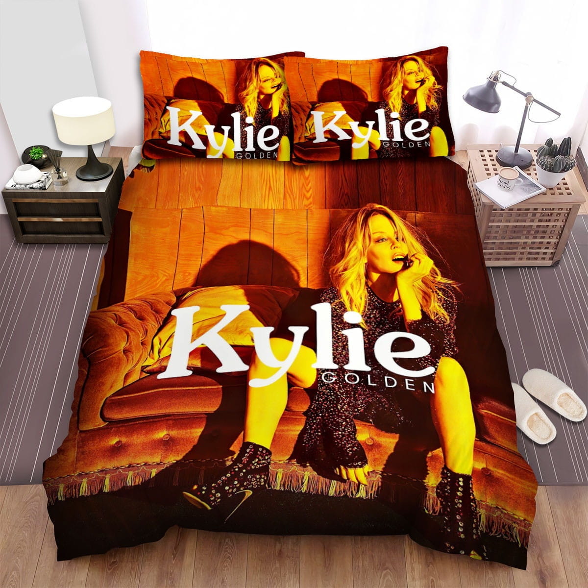 Kylie Minogue Golden Bedding Sets Duvet Cover, Flatsheet, Pillowcases Perfect Gift For Fans