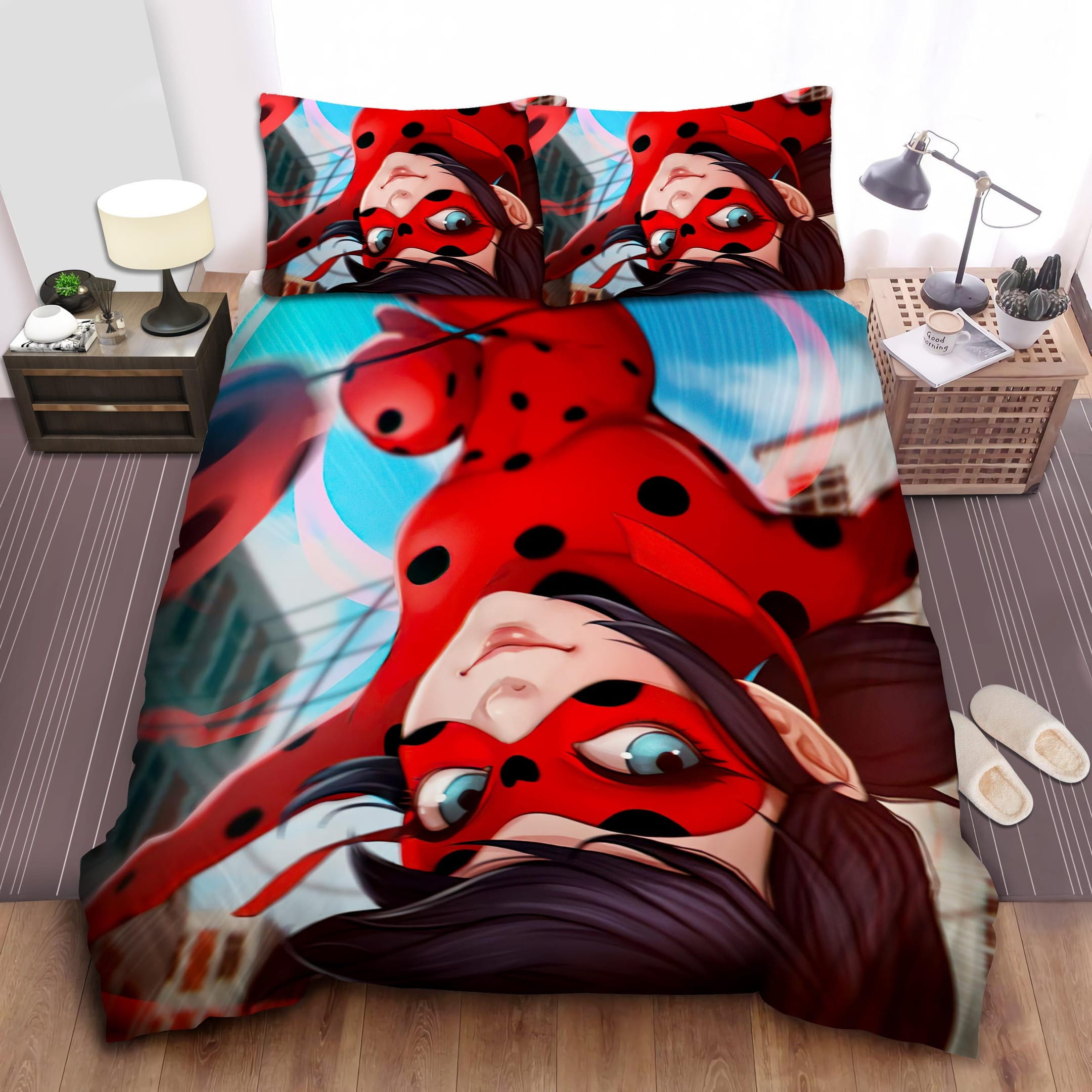 Ladybug Upside Down Bedding Sets Duvet Cover, Flatsheet, Pillowcases Perfect Gift For Fans