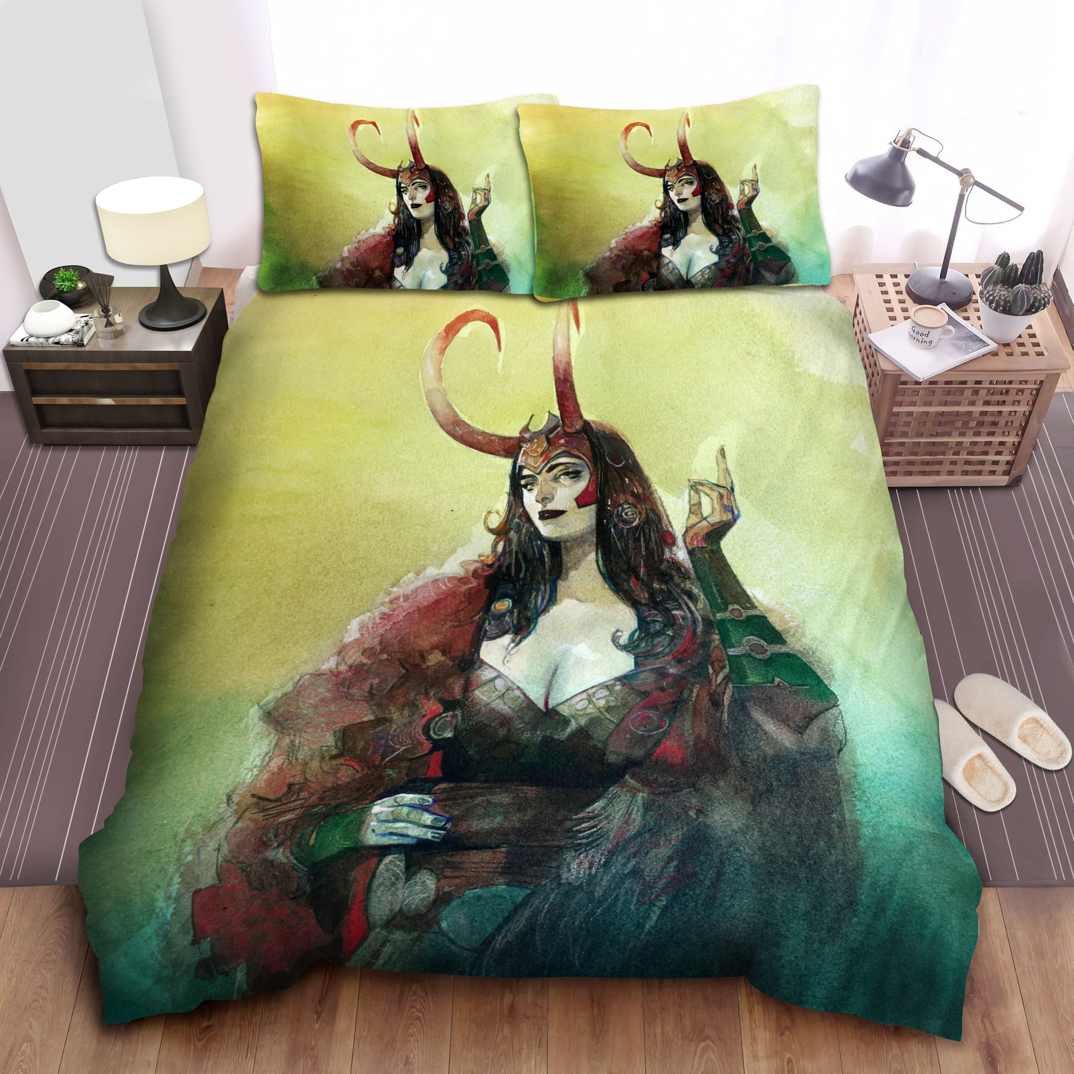 Lady Loki In Red Decorative Bedding Sets with Duvet Cover, Flatsheet, Pillowcases