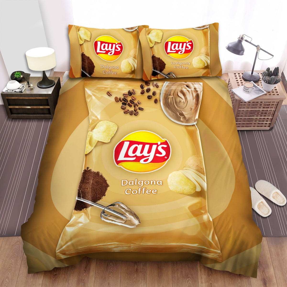 Lays Dalgona Coffee Bedding Sets Duvet Cover, Flatsheet, Pillowcase For Your Lover