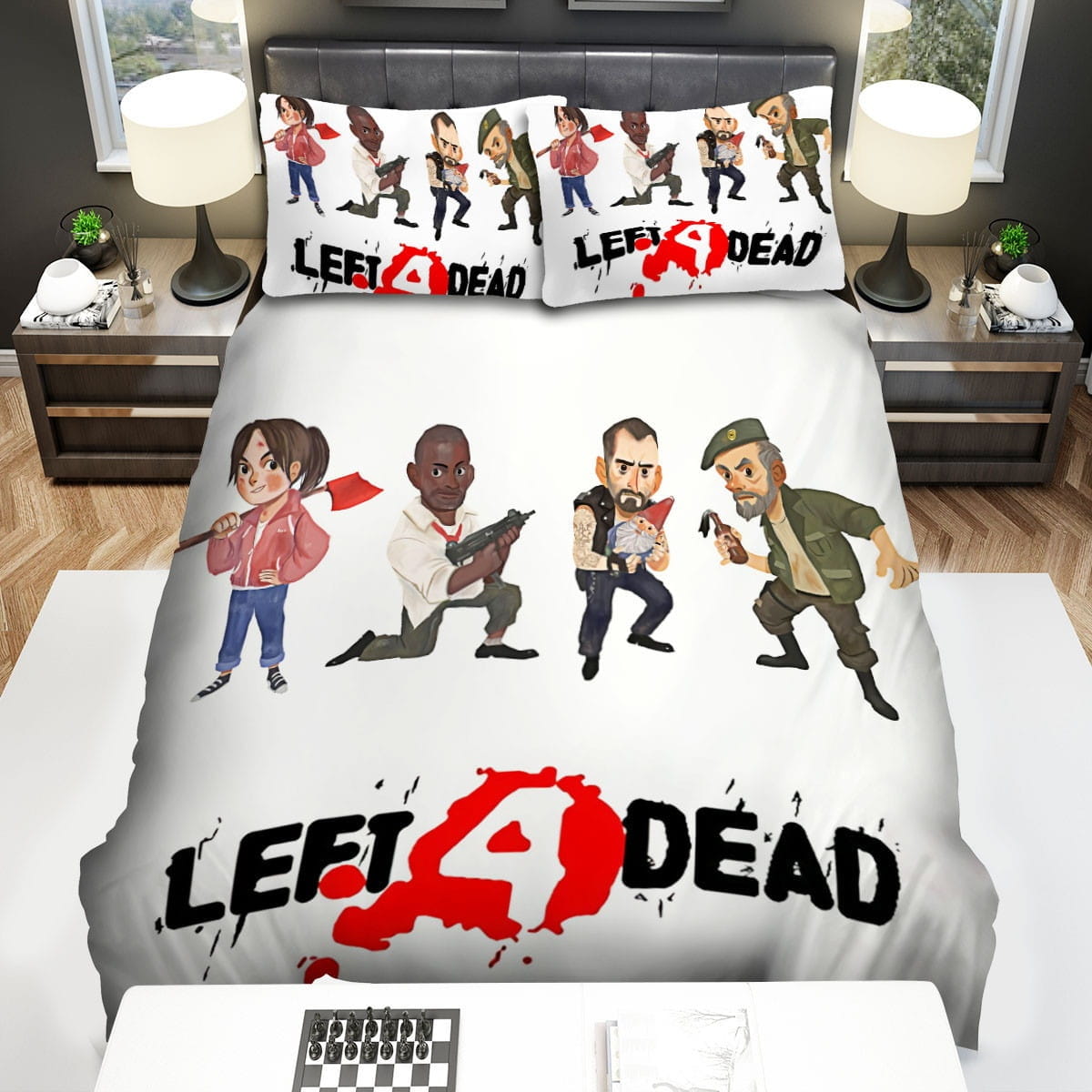 Left 4 Dead Cute Survivors Bedding Sets Duvet Cover, Flatsheet, Pillowcases Perfect Gift For Fans