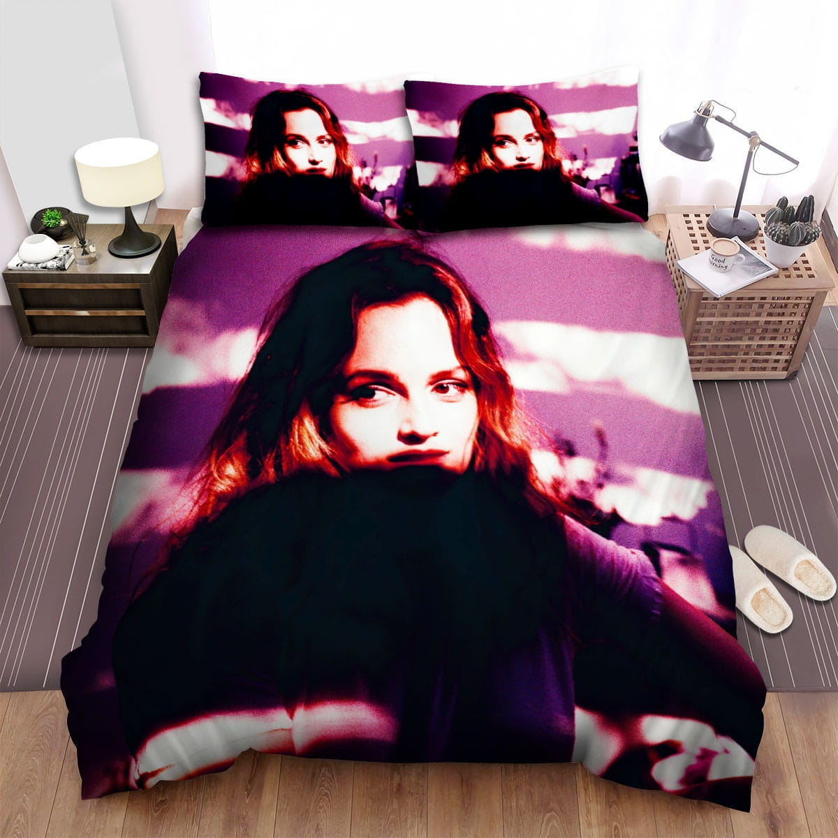 Leighton Meester Shadow Bedding Sets Duvet Cover, Flatsheet, Pillowcases Perfect Gift For Fans