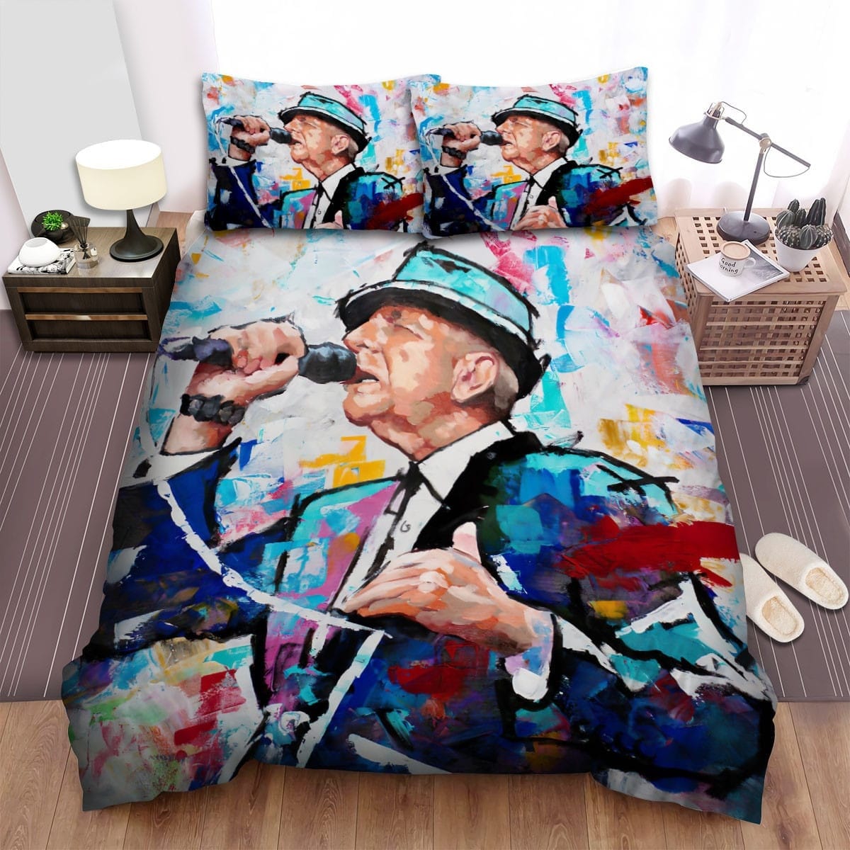 Leonard Cohen Singing Bedding Sets, Flatsheet Gift For Wife, Husband, Besties