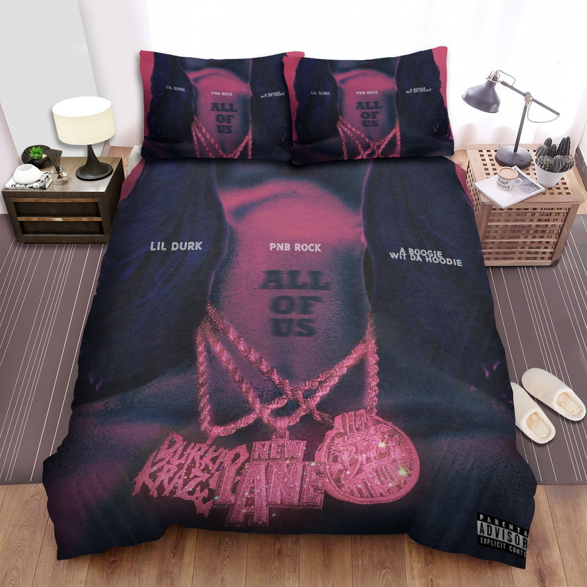 Lil Durk All Of Us Bedding Sets Duvet Cover, Flatsheet, Pillowcases Perfect Gift For Fans
