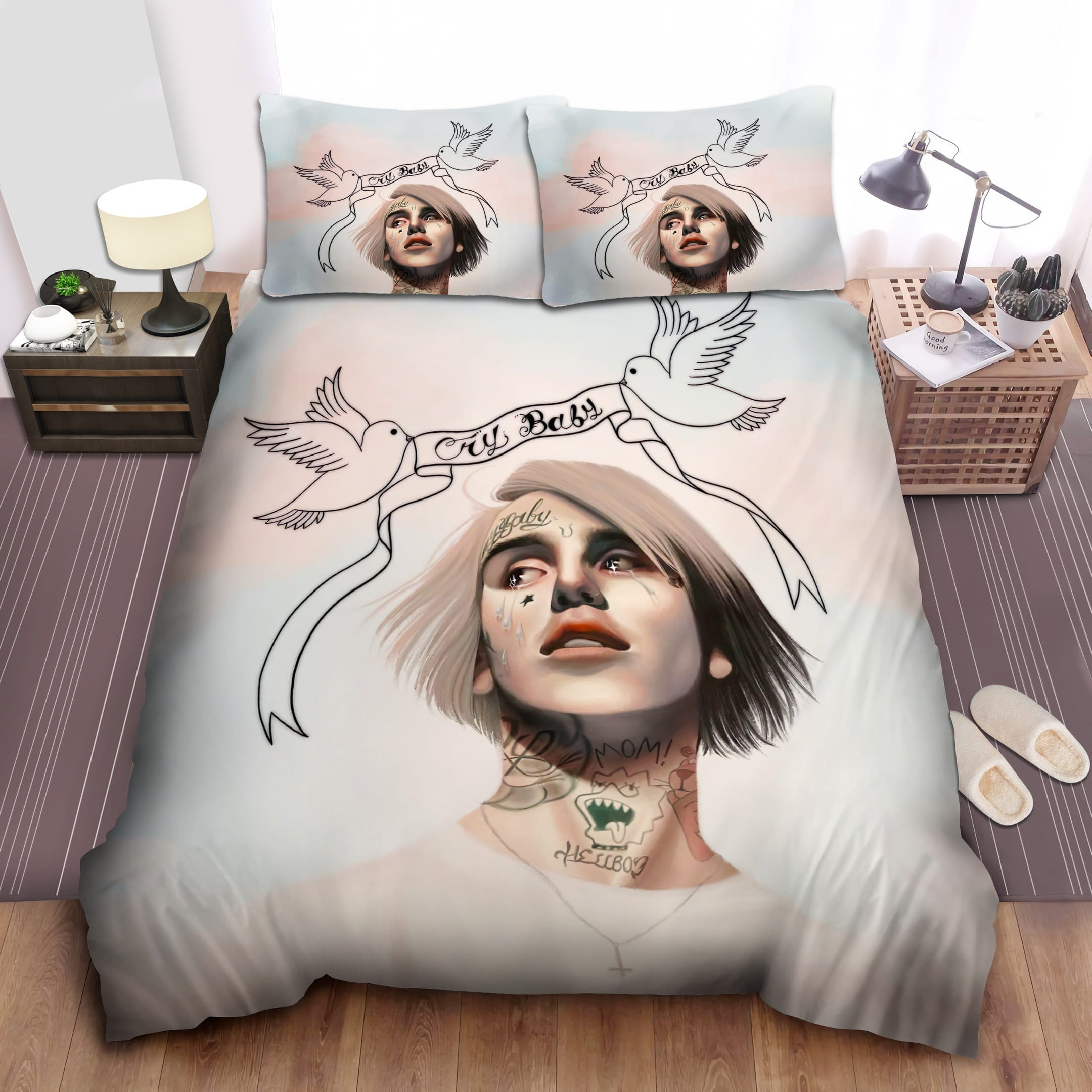 Lil Peep Cry Baby Art Bedding Sets Duvet Cover, Flatsheet, Pillowcases Perfect Gift For Fans
