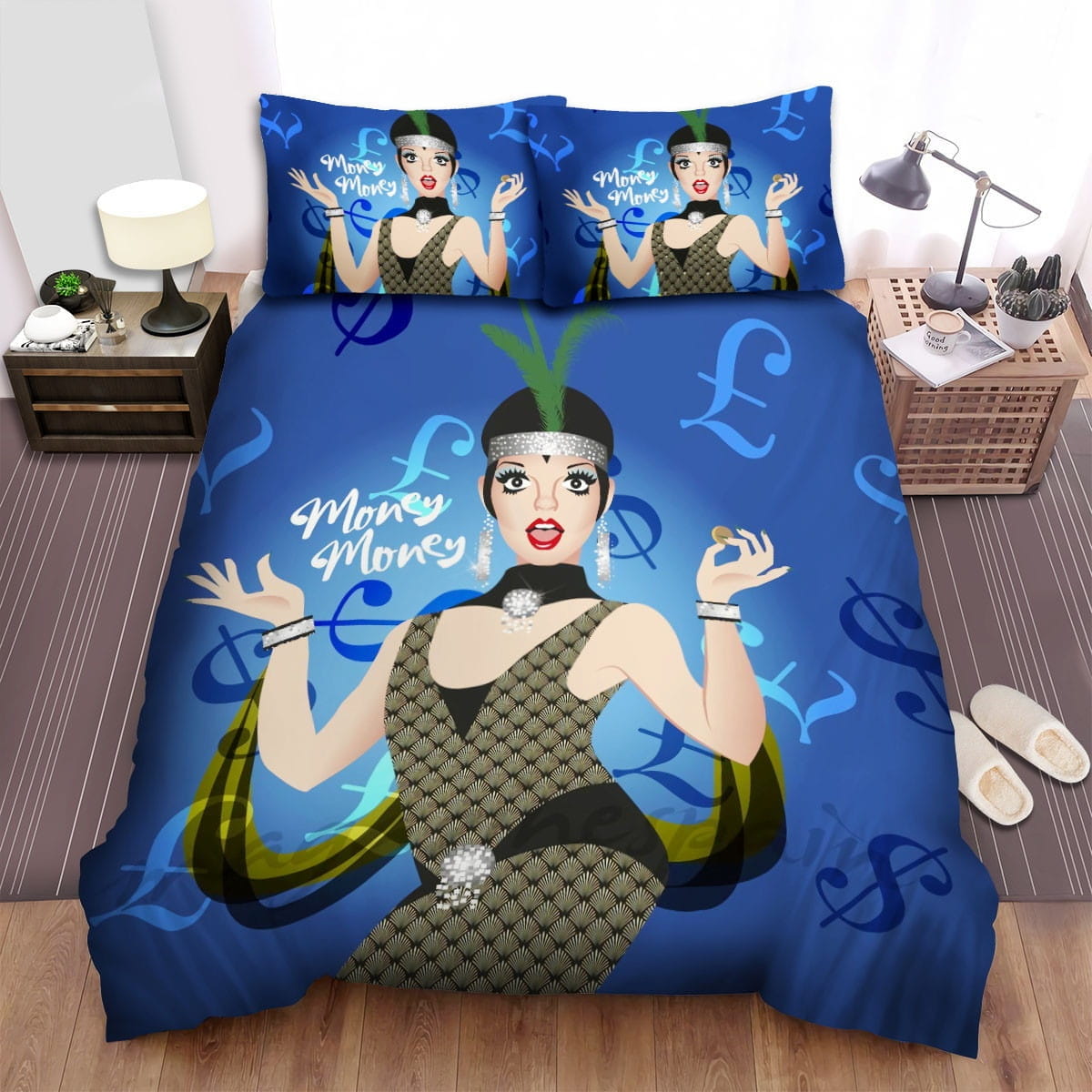 Liza Minnelli Blue Decorative Bedding Sets with Duvet Cover, Flatsheet, Pillowcases