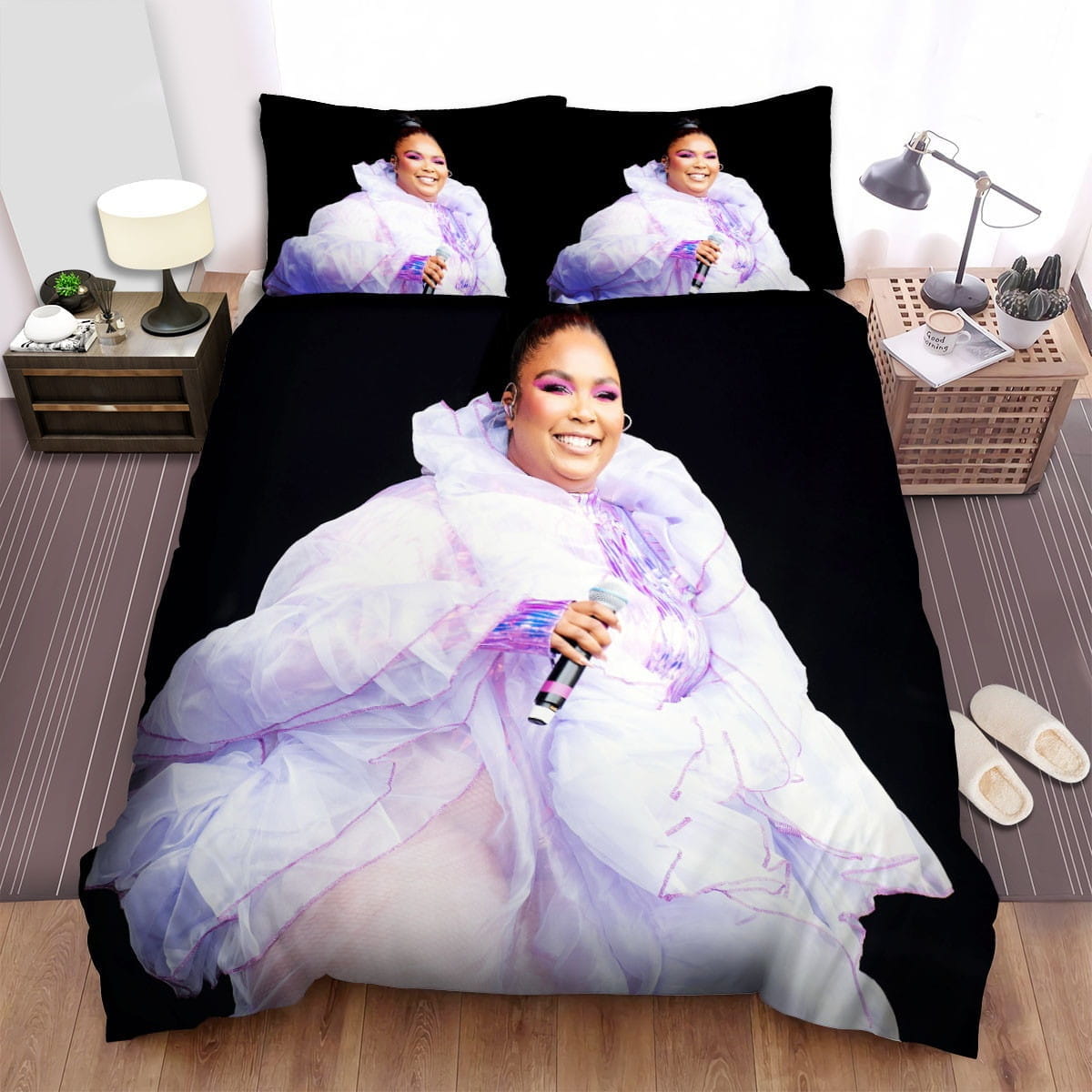 Lizzo Music Smile Photo Bedding Sets, Flatsheet Gift For Christmas, Thanksgiving, Halloween