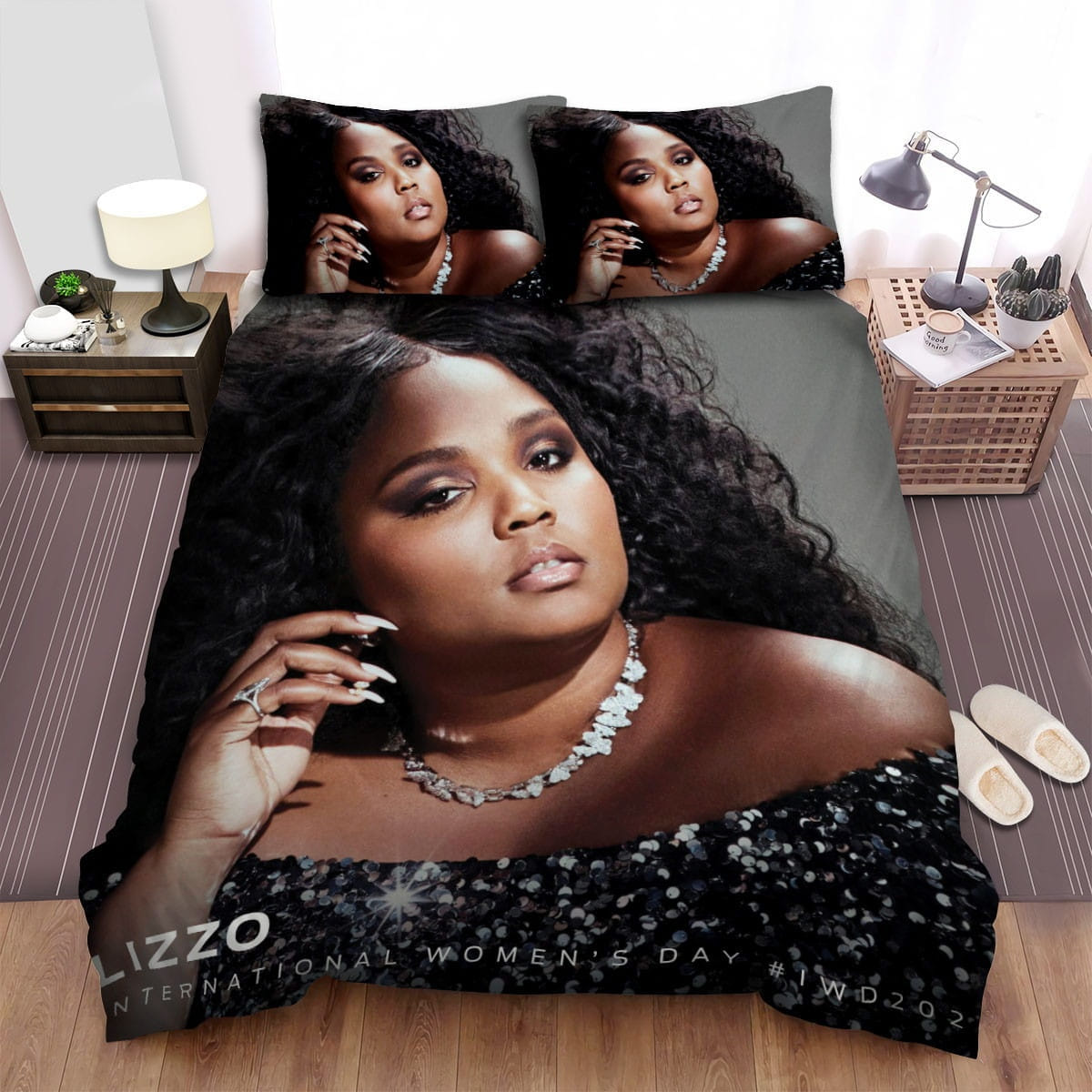 Lizzo Music Curly Hair Bedding Sets Duvet Cover, Flatsheet, Pillowcase For Your Lover