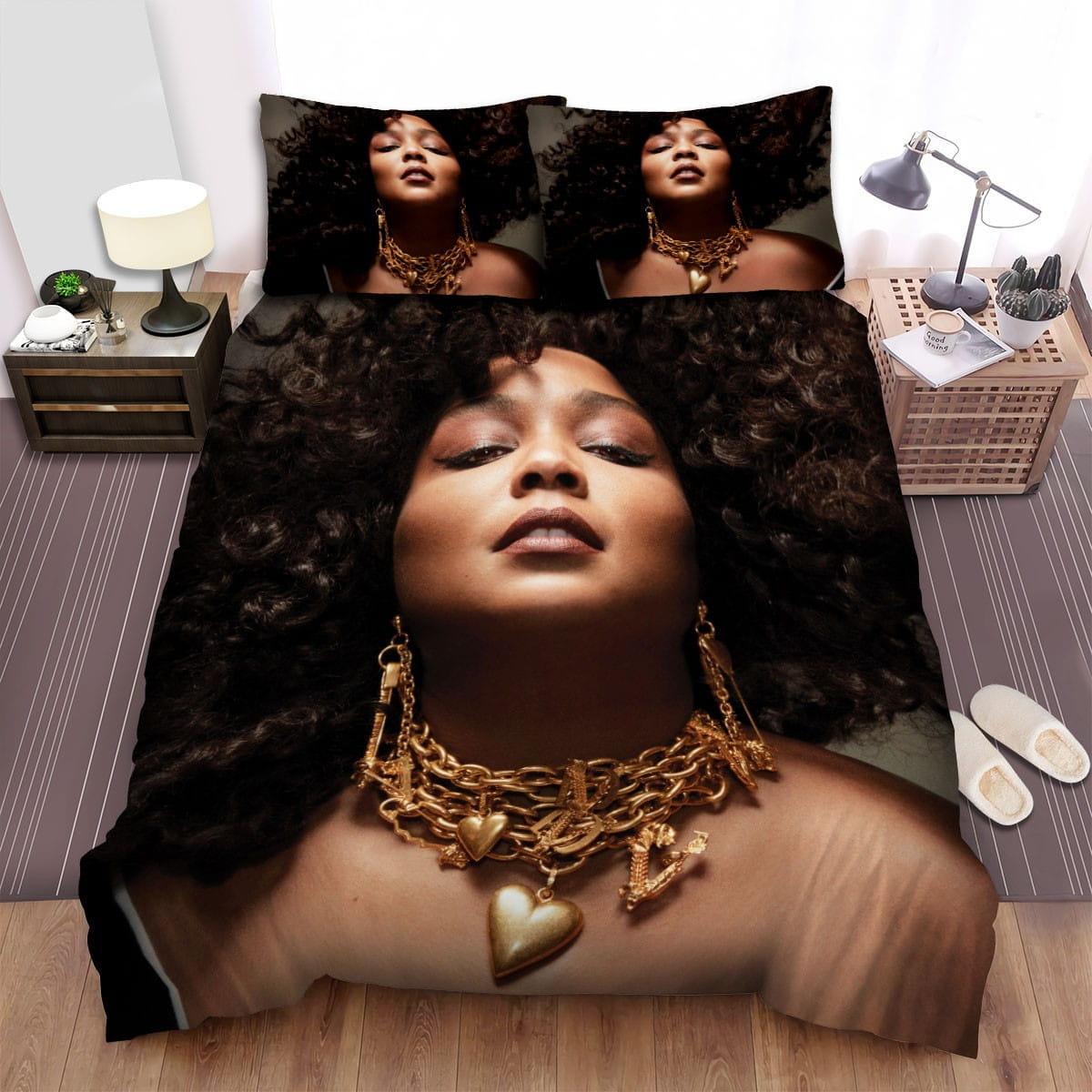 Lizzo Music Close Eyes Bedding Sets, Flatsheet Gift For Christmas, Thanksgiving, Halloween