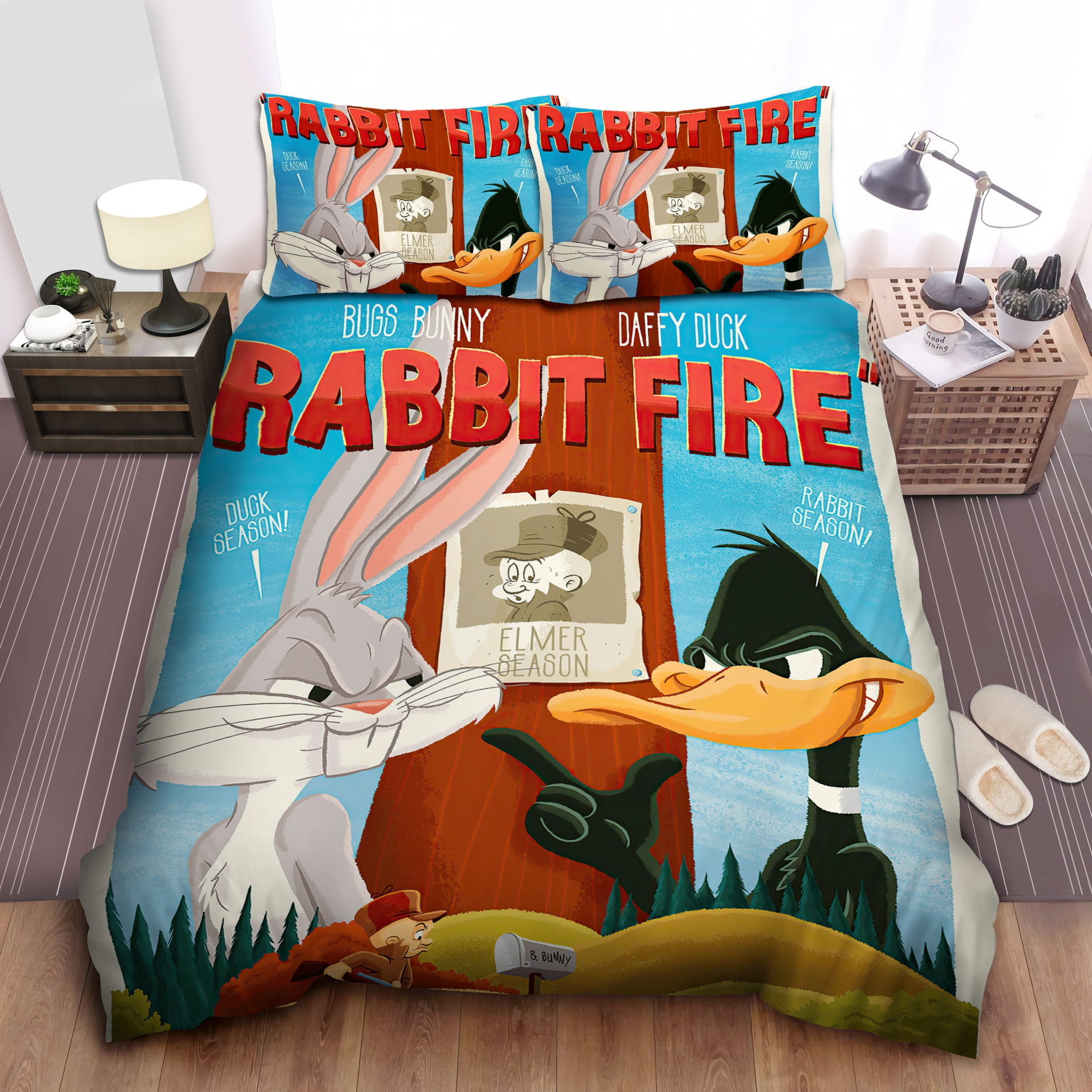 Looney Tunes Rabbit Fire Bedding Set, Gift For Christmas, Birthday, Thanksgiving