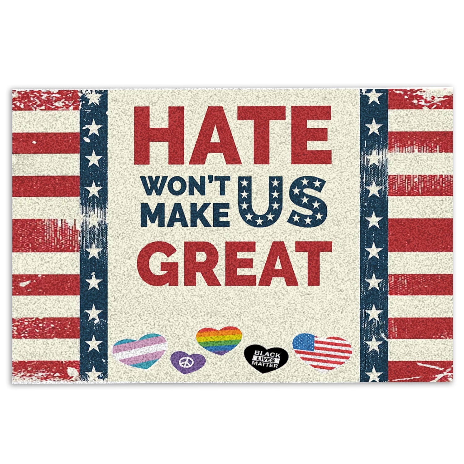 Lgbt Rubber Doormat, Hate Won'T Make Us Great American Flag Lgbt Lgbtq Support Welcome Doormat, Indoor Outdoor Door Mat, Home Decor